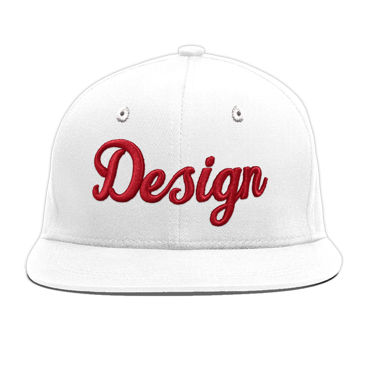Custom White 3D Puff Embroidery Flat Embroidery Casual Sport Baseball Cap