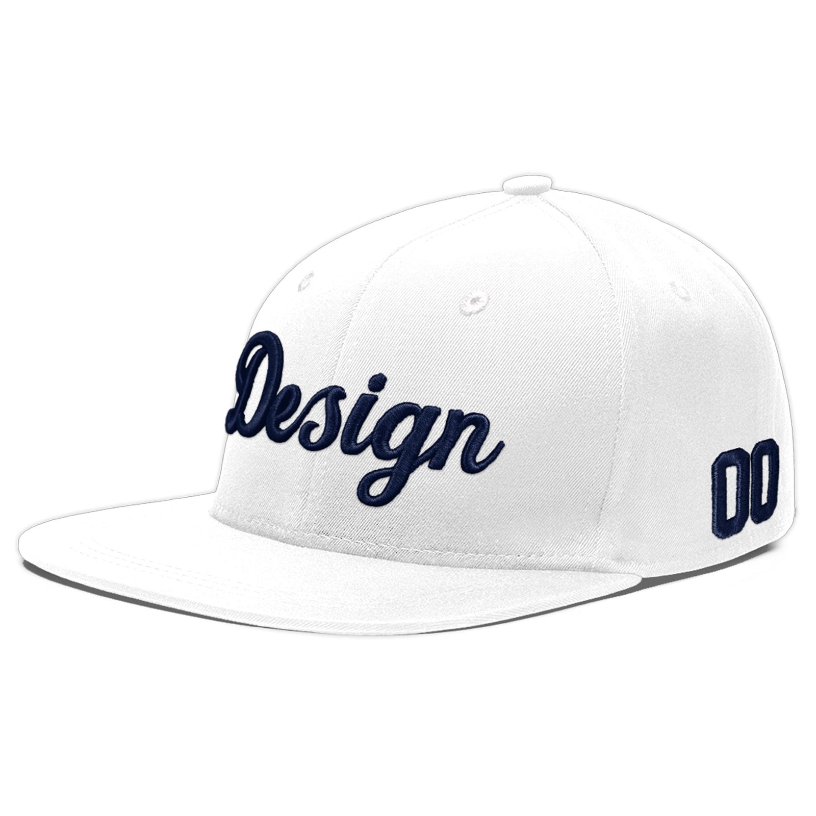 Custom White 3D Puff Embroidery Flat Embroidery Casual Sport Baseball Cap