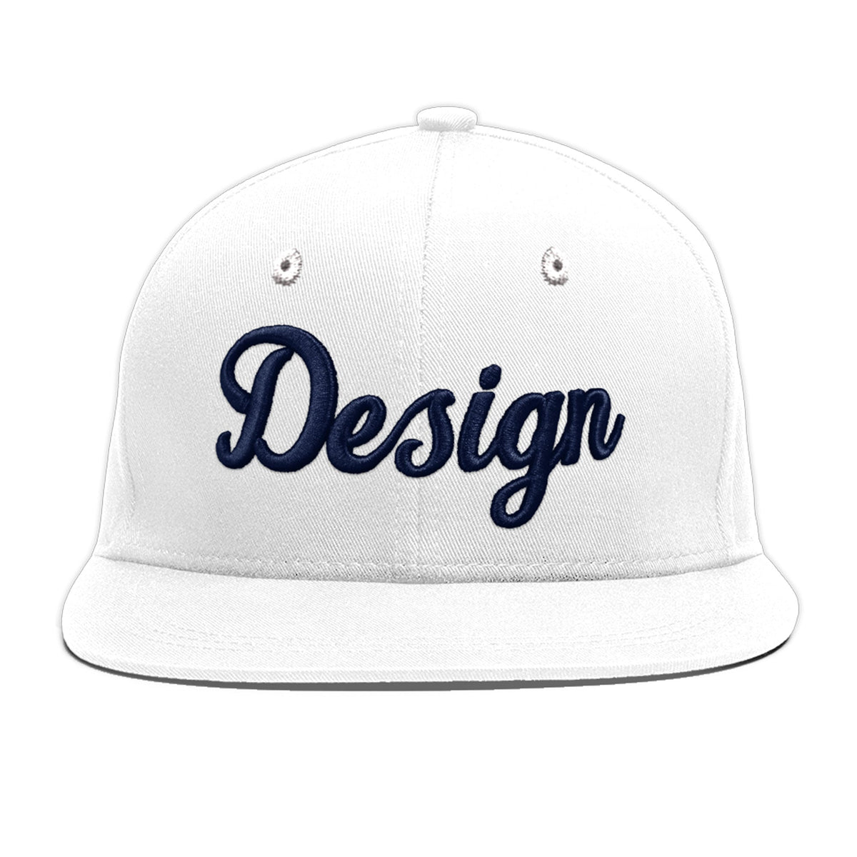 Custom White 3D Puff Embroidery Flat Embroidery Casual Sport Baseball Cap
