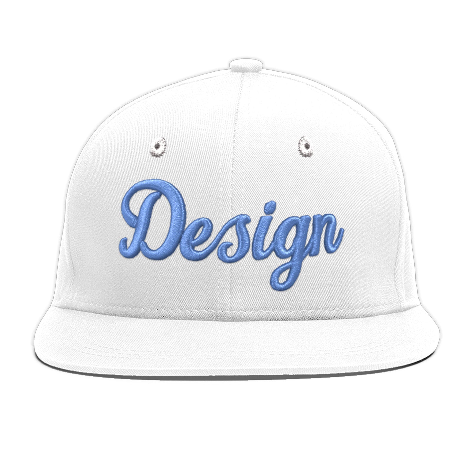 Custom White 3D Puff Embroidery Flat Embroidery Casual Sport Baseball Cap