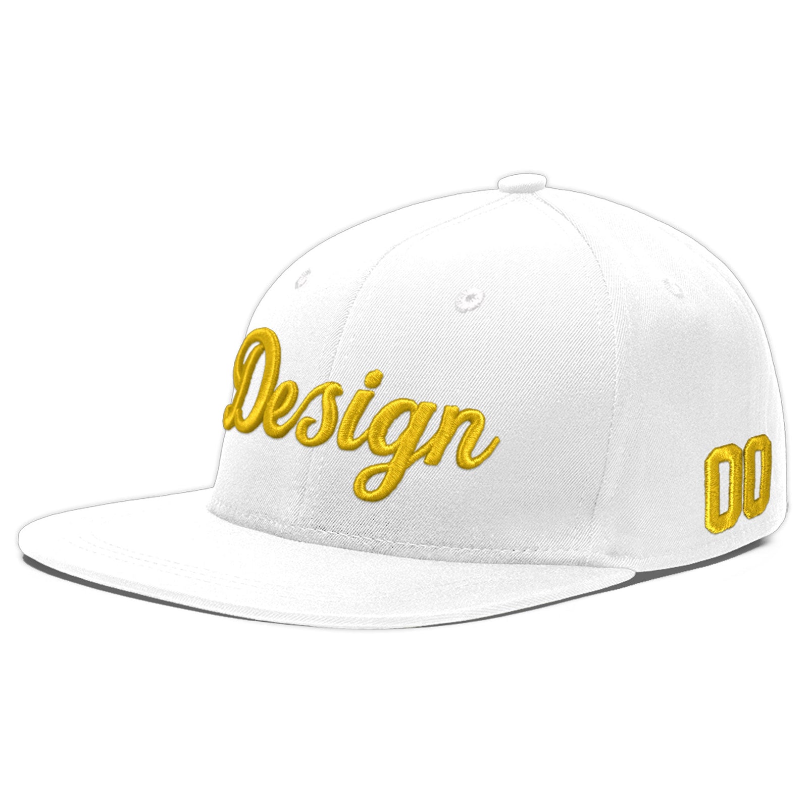 Custom White 3D Puff Embroidery Flat Embroidery Casual Sport Baseball Cap