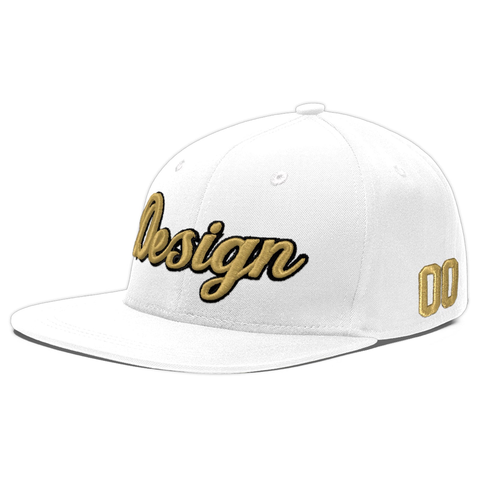 Custom White 3D Puff Embroidery Flat Embroidery Casual Sport Baseball Cap