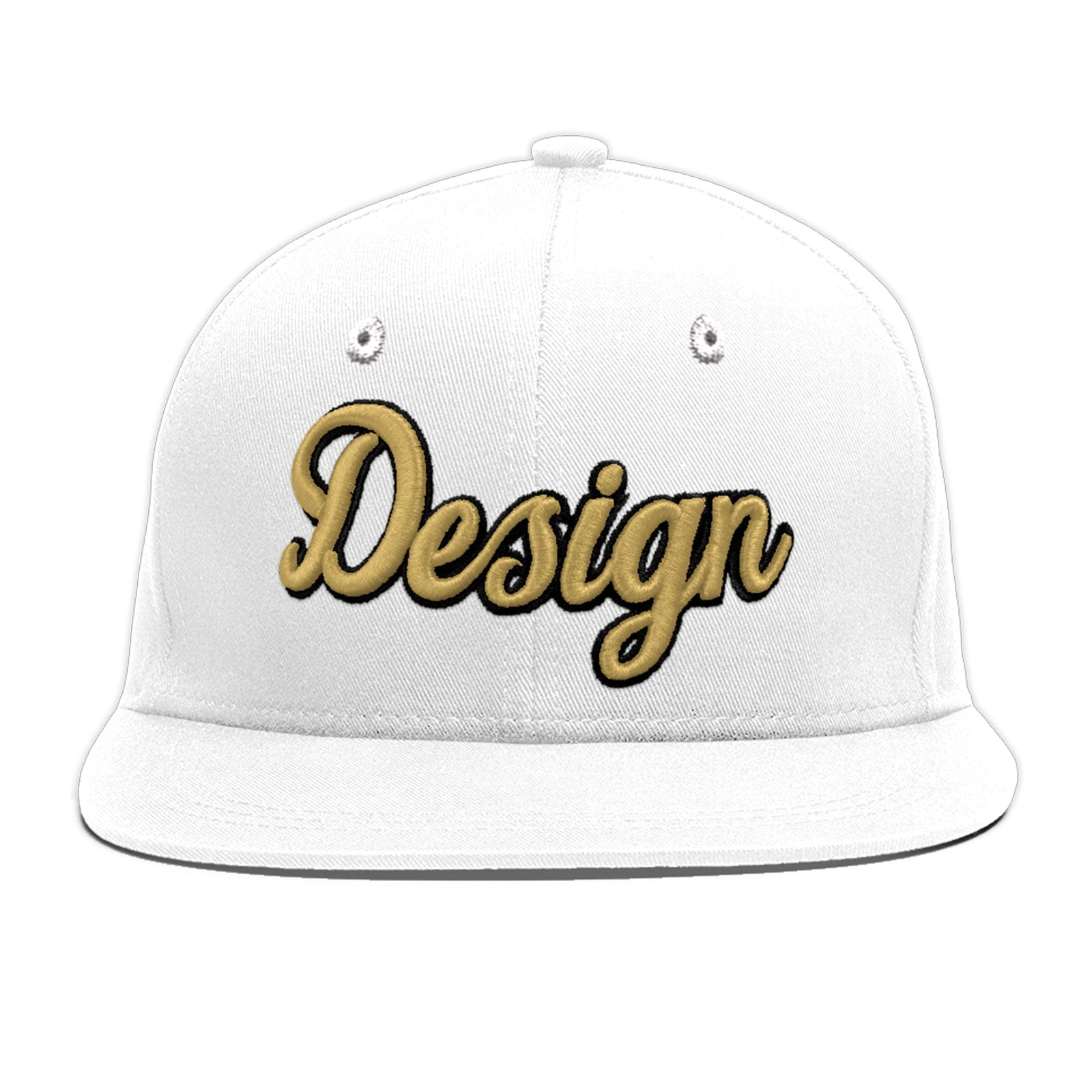 Custom White 3D Puff Embroidery Flat Embroidery Casual Sport Baseball Cap