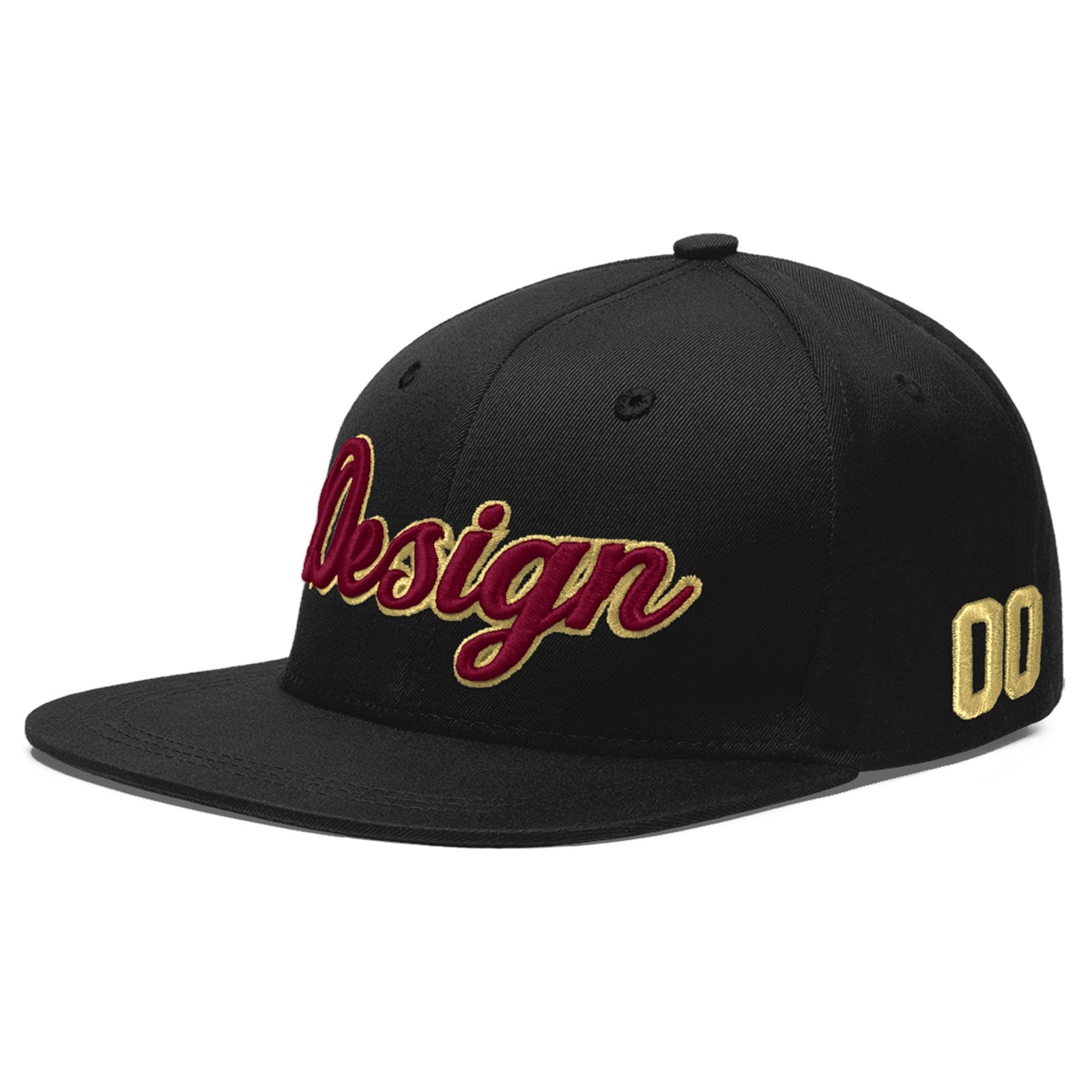 Custom Black 3D Puff Embroidery Flat Embroidery Casual Sport Baseball Cap
