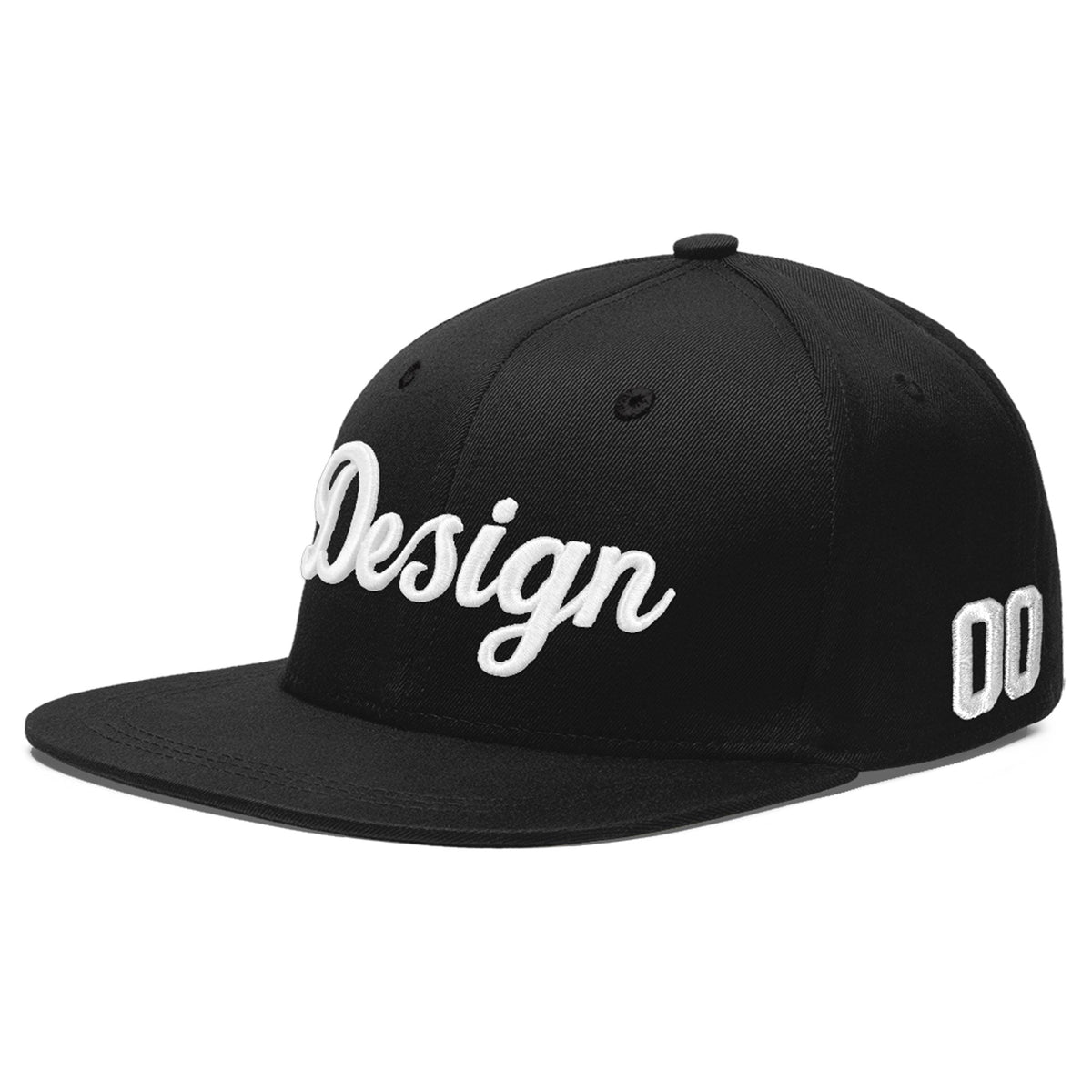 Custom Black 3D Puff Embroidery Flat Embroidery Casual Sport Baseball Cap