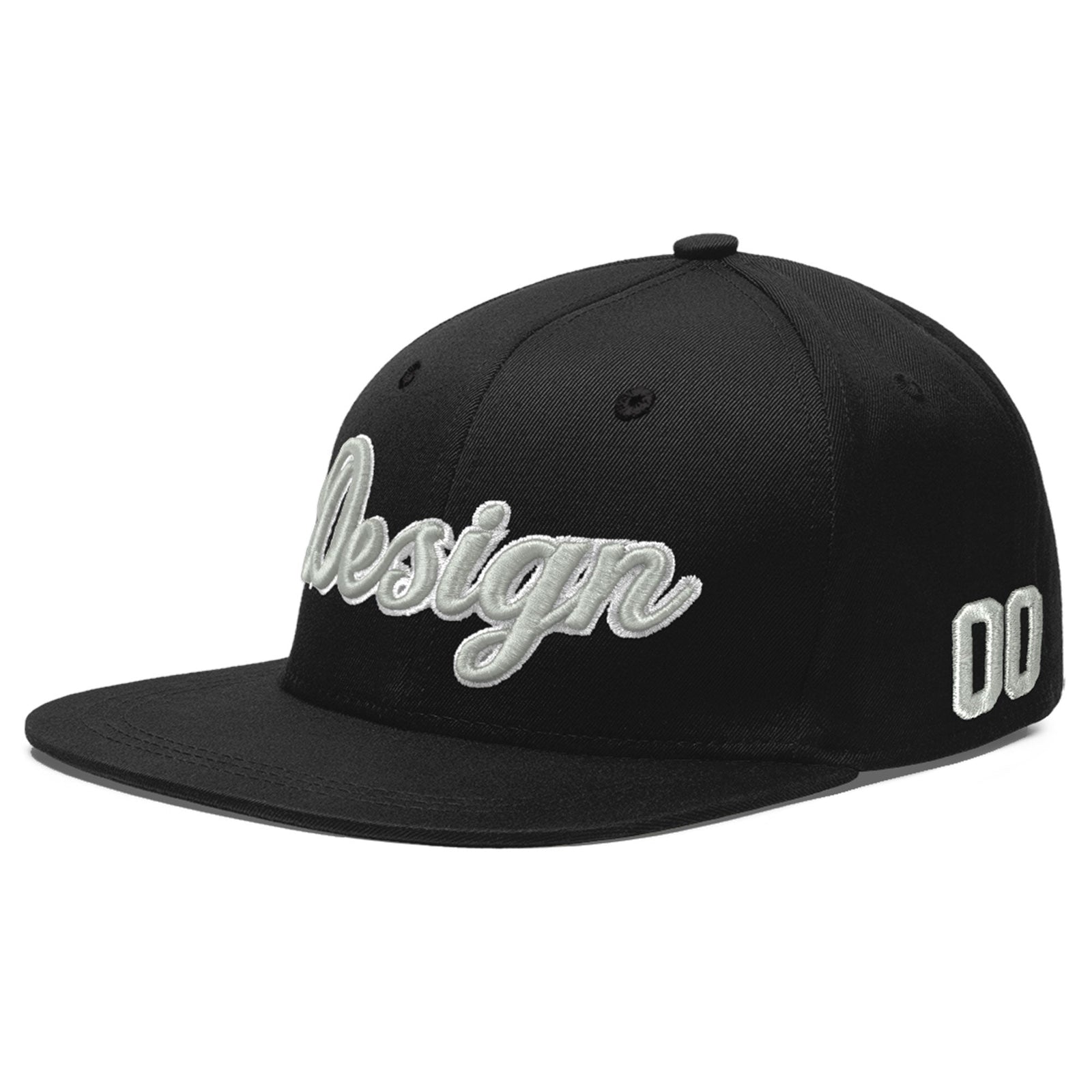 Custom Black 3D Puff Embroidery Flat Embroidery Casual Sport Baseball Cap