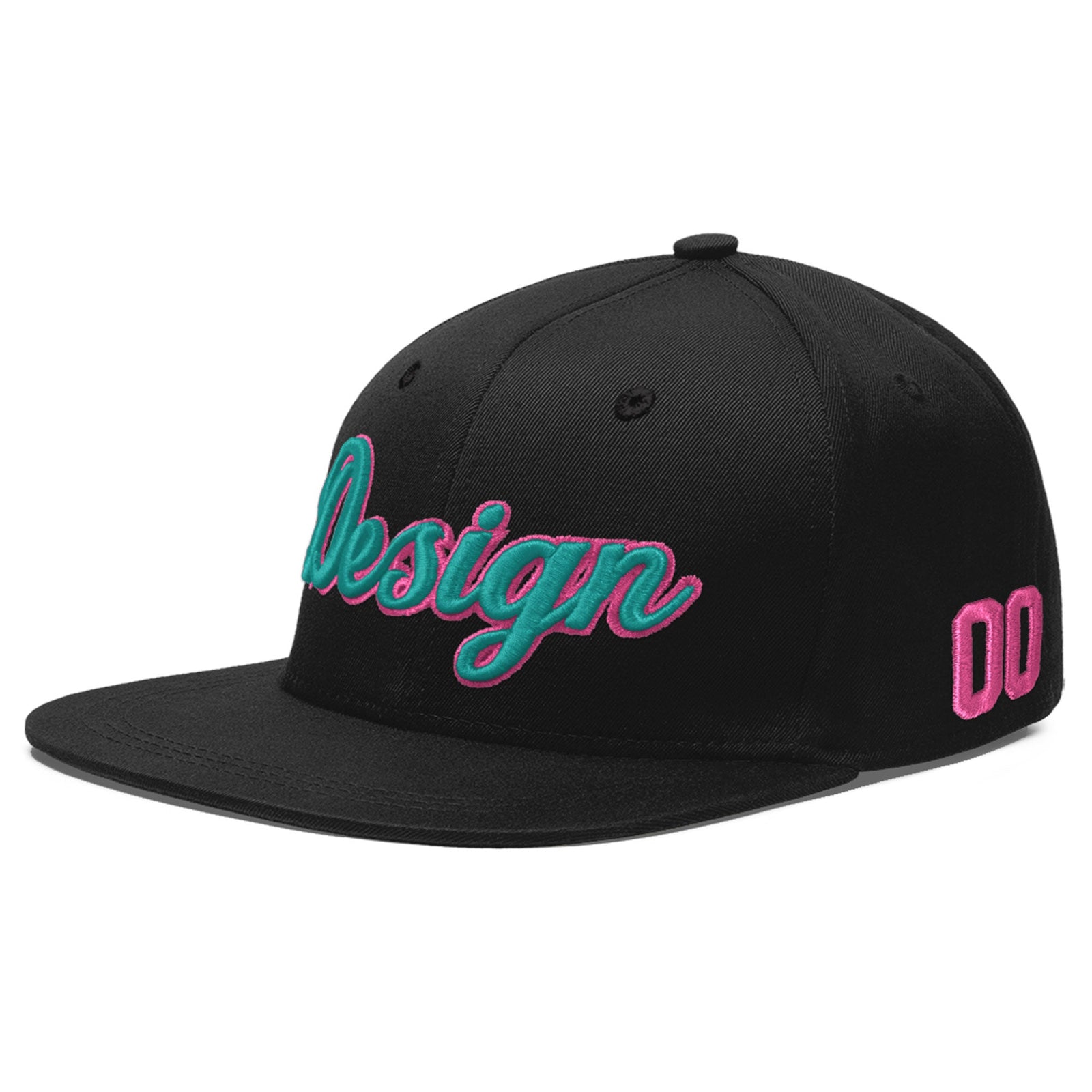 Custom Black 3D Puff Embroidery Flat Embroidery Casual Sport Baseball Cap