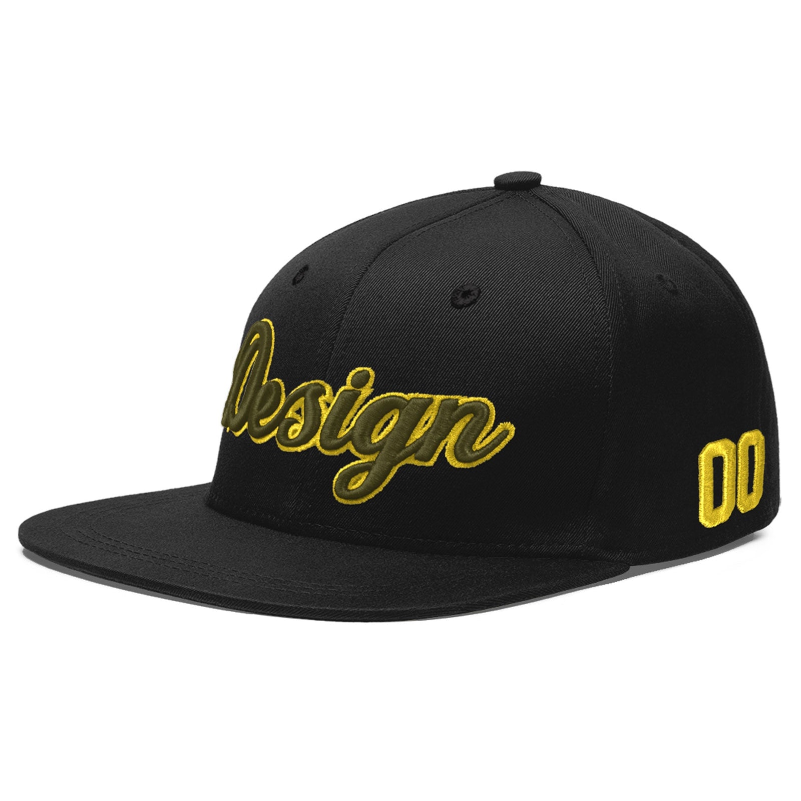 Custom Black 3D Puff Embroidery Flat Embroidery Casual Sport Baseball Cap