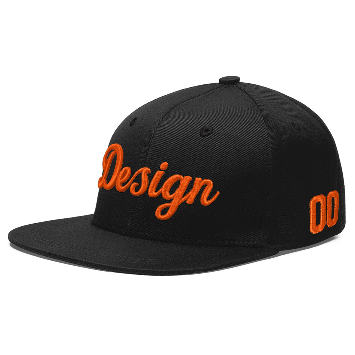 Custom Black 3D Puff Embroidery Flat Embroidery Casual Sport Baseball Cap