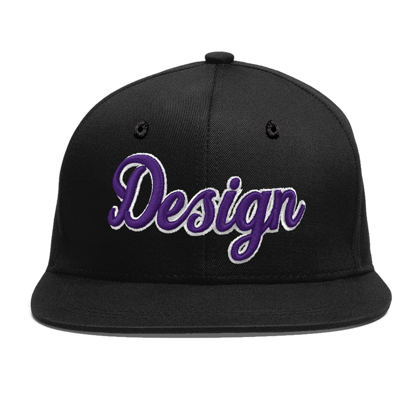 Custom Black 3D Puff Embroidery Flat Embroidery Casual Sport Baseball Cap