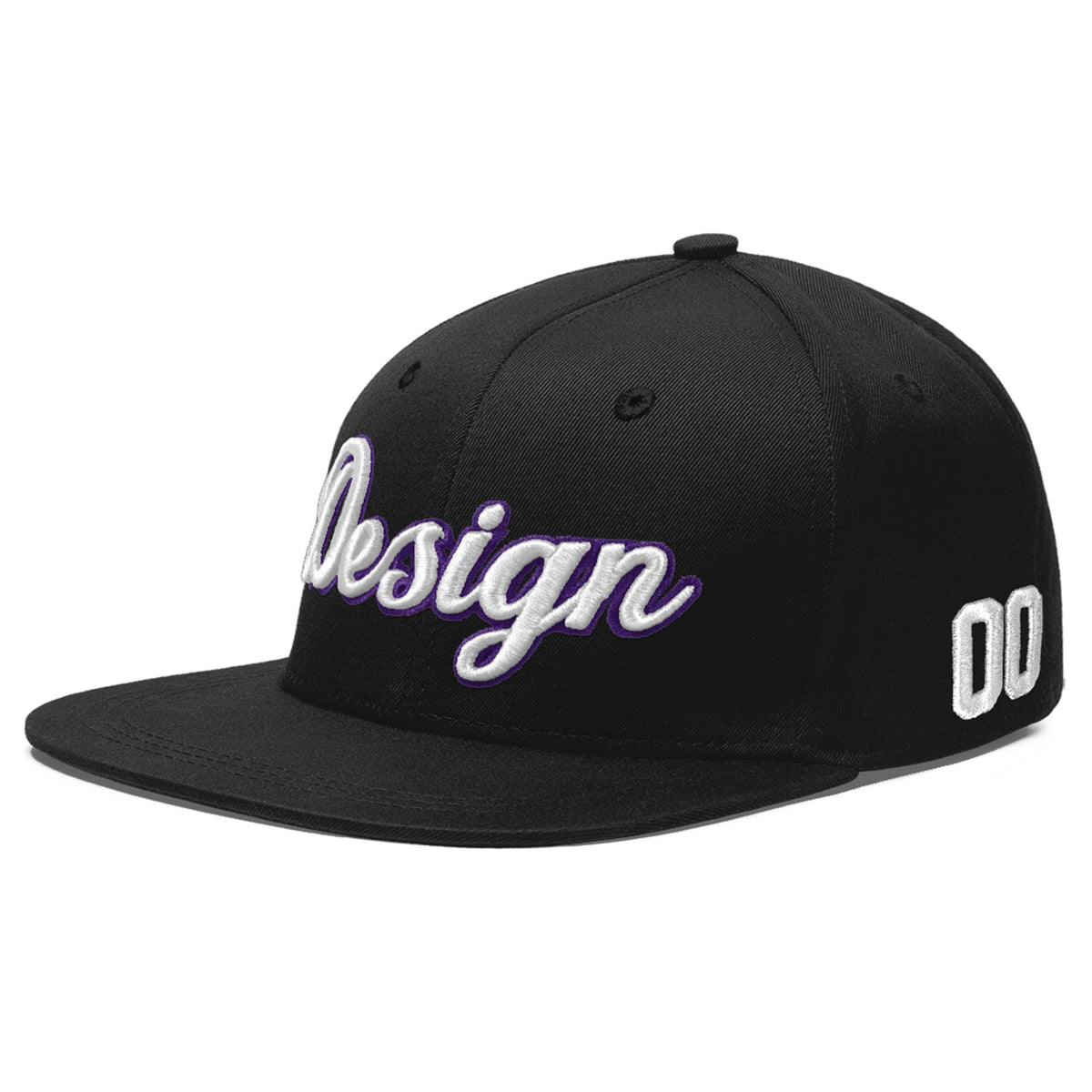 Custom Black 3D Puff Embroidery Flat Embroidery Casual Sport Baseball Cap