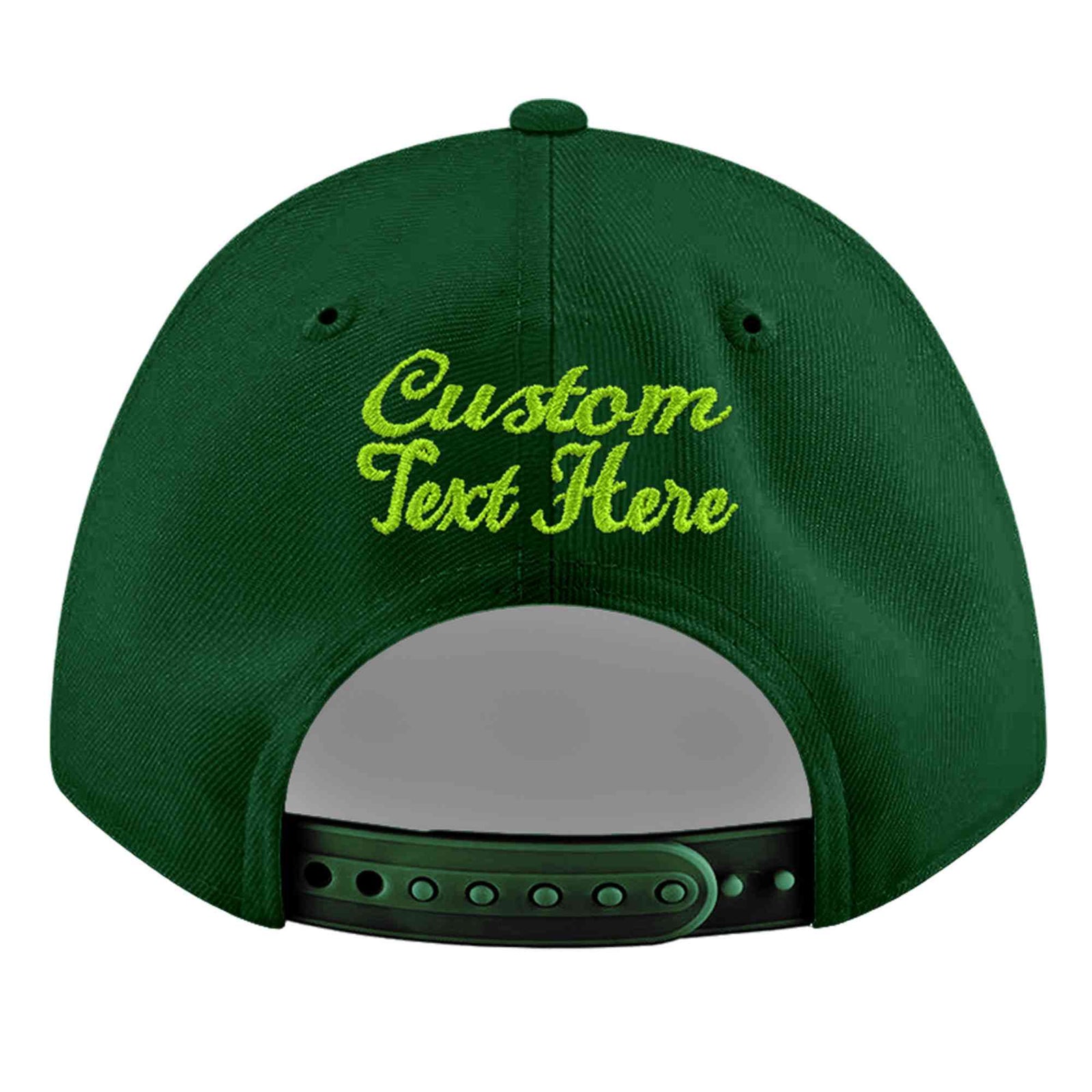 Custom Green 3D Puff Embroidery Flat Embroidery Casual Sport Baseball Cap