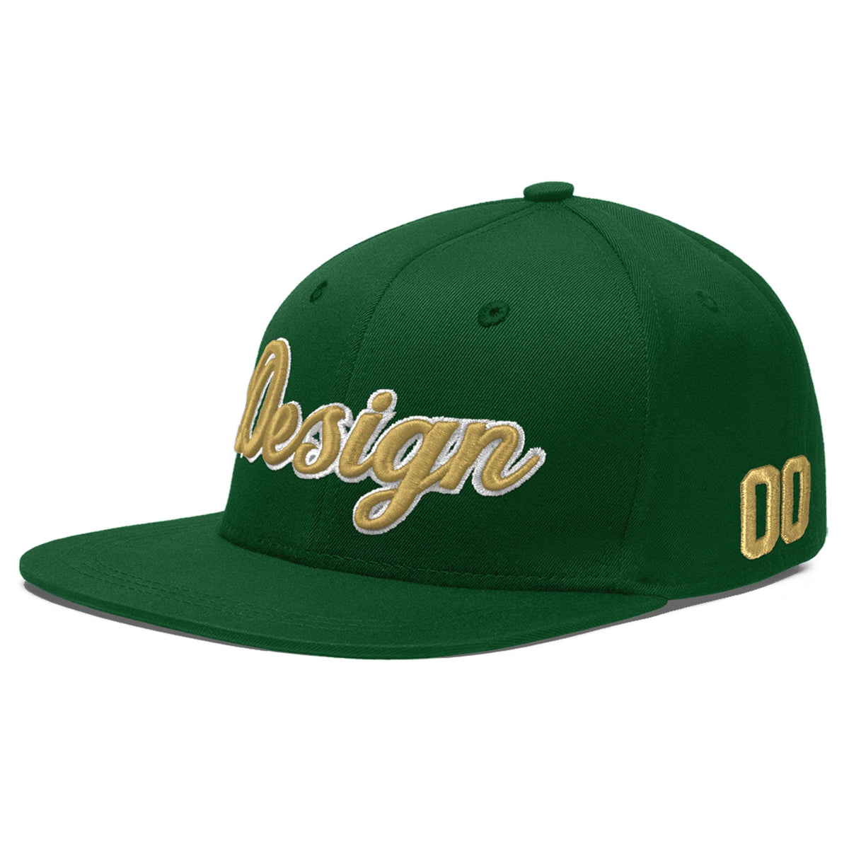 Custom Green 3D Puff Embroidery Flat Embroidery Casual Sport Baseball Cap