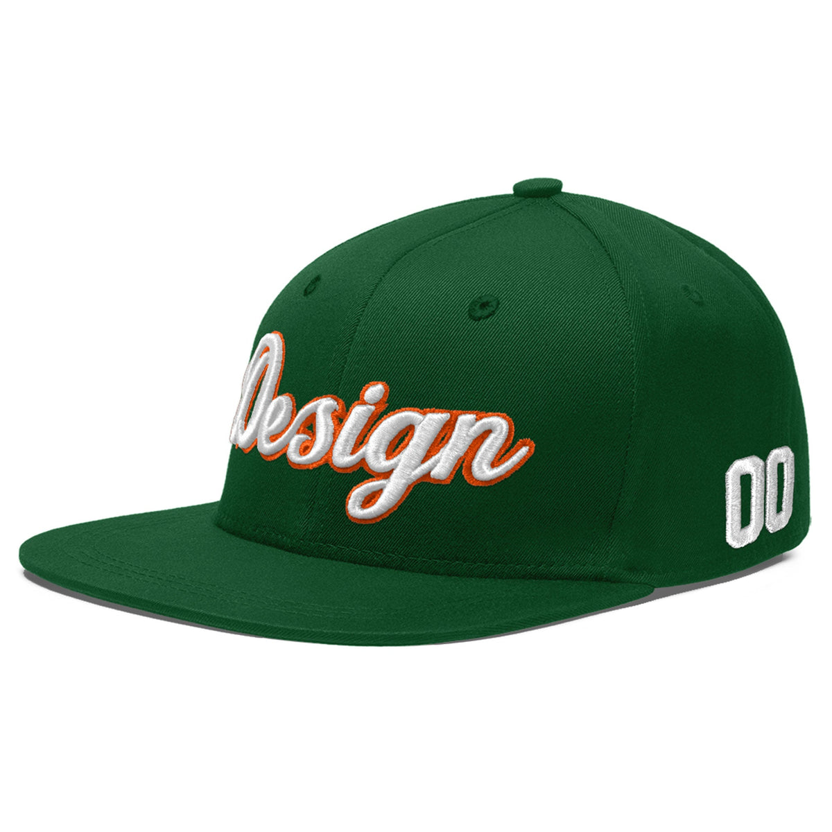 Custom Green 3D Puff Embroidery Flat Embroidery Casual Sport Baseball Cap