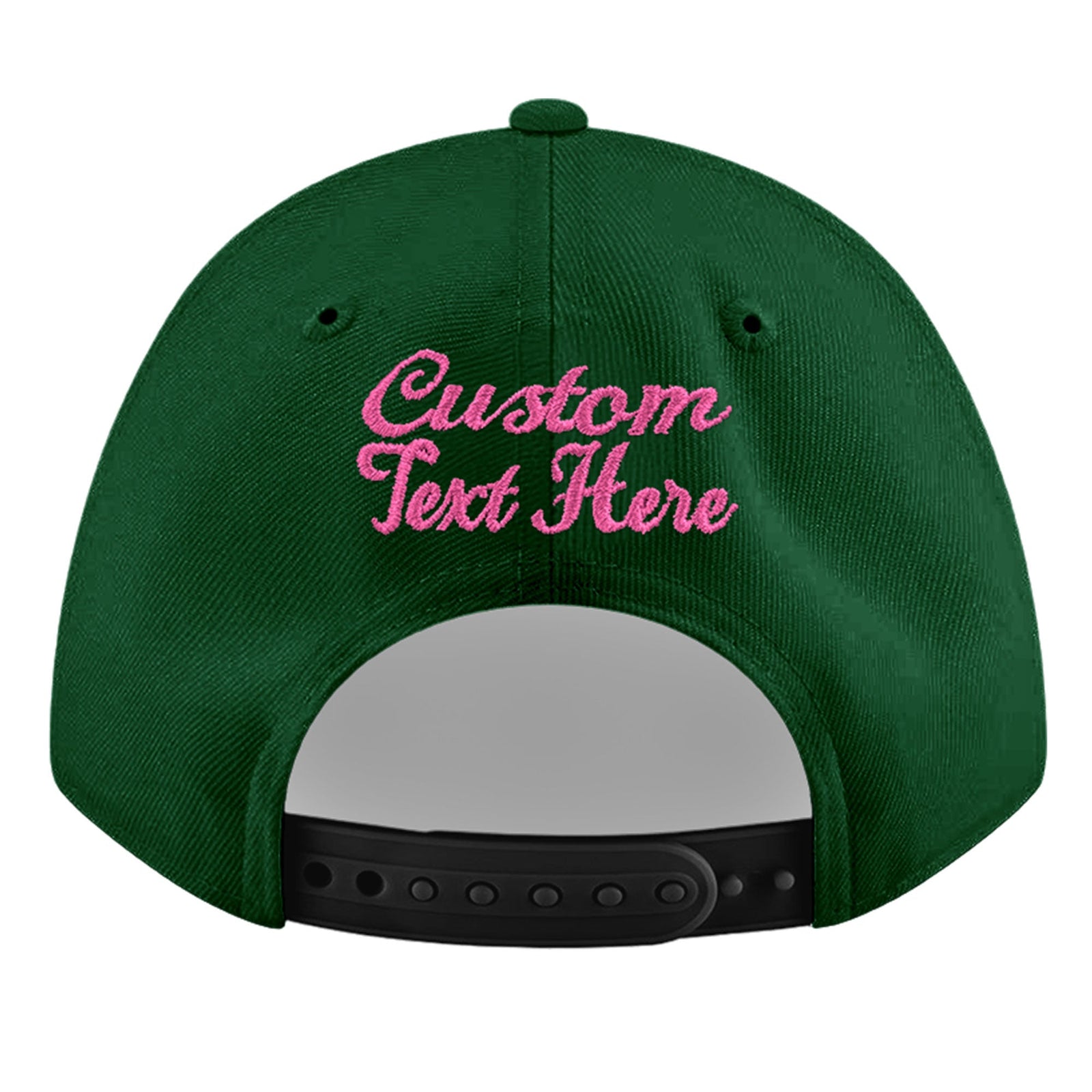 Custom Green 3D Puff Embroidery Flat Embroidery Casual Sport Baseball Cap