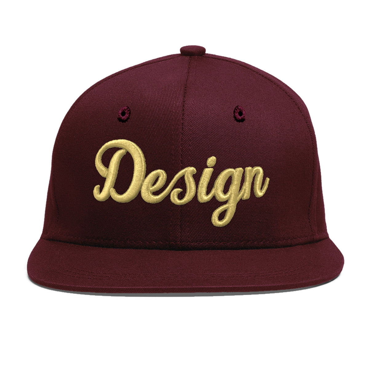 Custom Burgundy 3D Puff Embroidery Flat Embroidery Casual Sport Baseball Cap