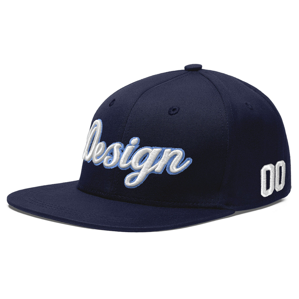 Custom Navy 3D Puff Embroidery Flat Embroidery Casual Sport Baseball Cap