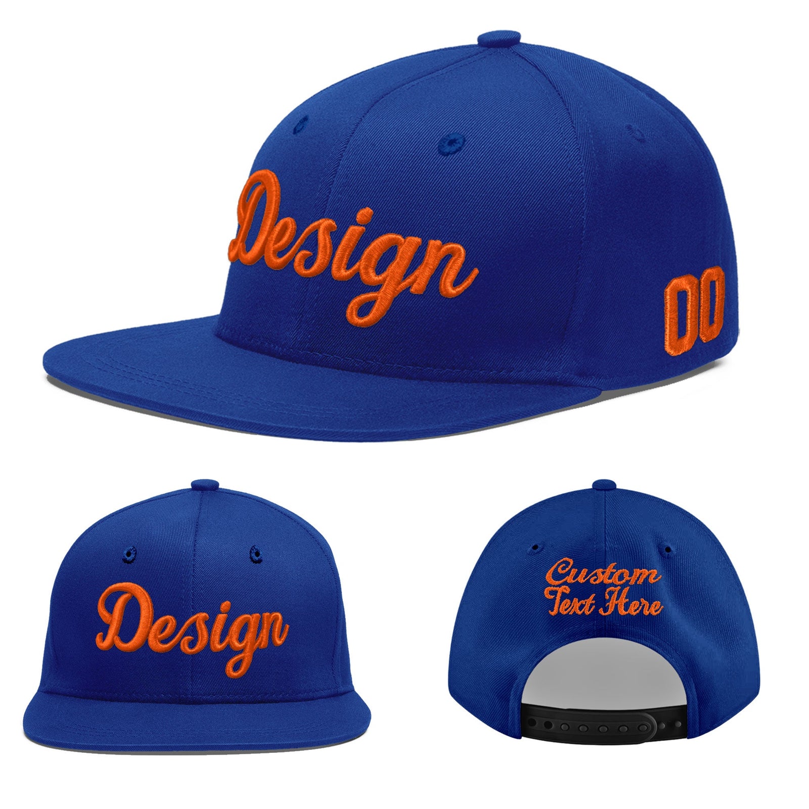 Custom Royal 3D Puff Embroidery Flat Embroidery Casual Sport Baseball Cap