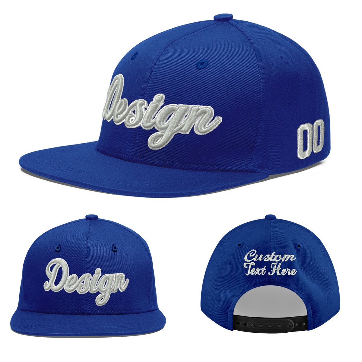 Custom Royal 3D Puff Embroidery Flat Embroidery Casual Sport Baseball Cap