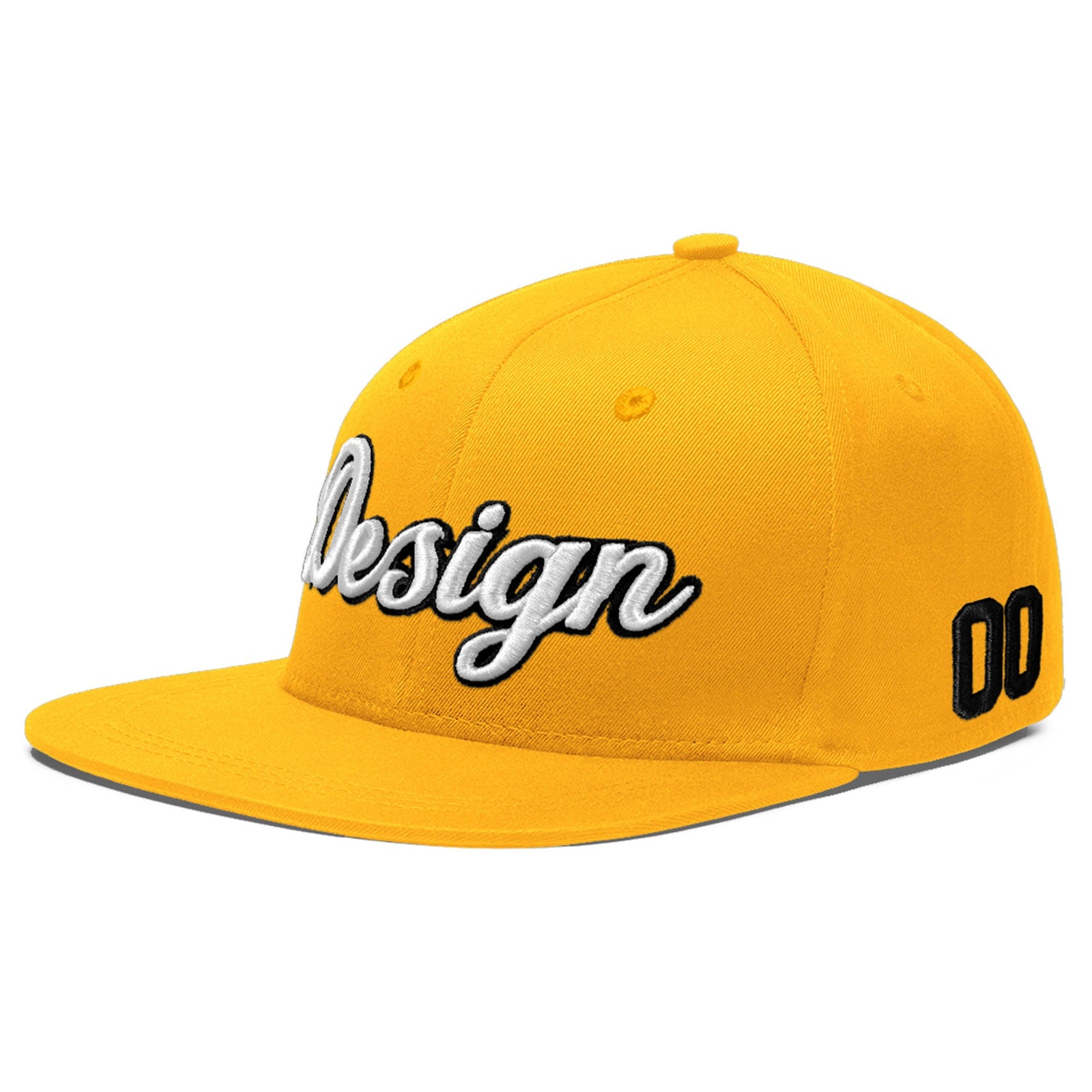 Custom Yellow 3D Puff Embroidery Flat Embroidery Casual Sport Baseball Cap