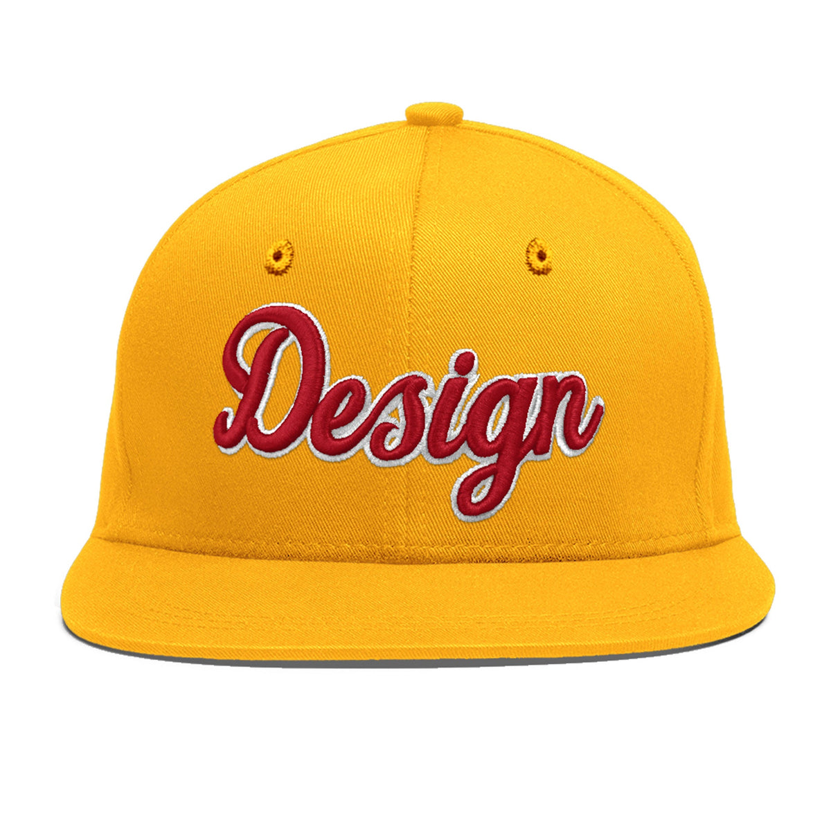 Custom Yellow 3D Puff Embroidery Flat Embroidery Casual Sport Baseball Cap