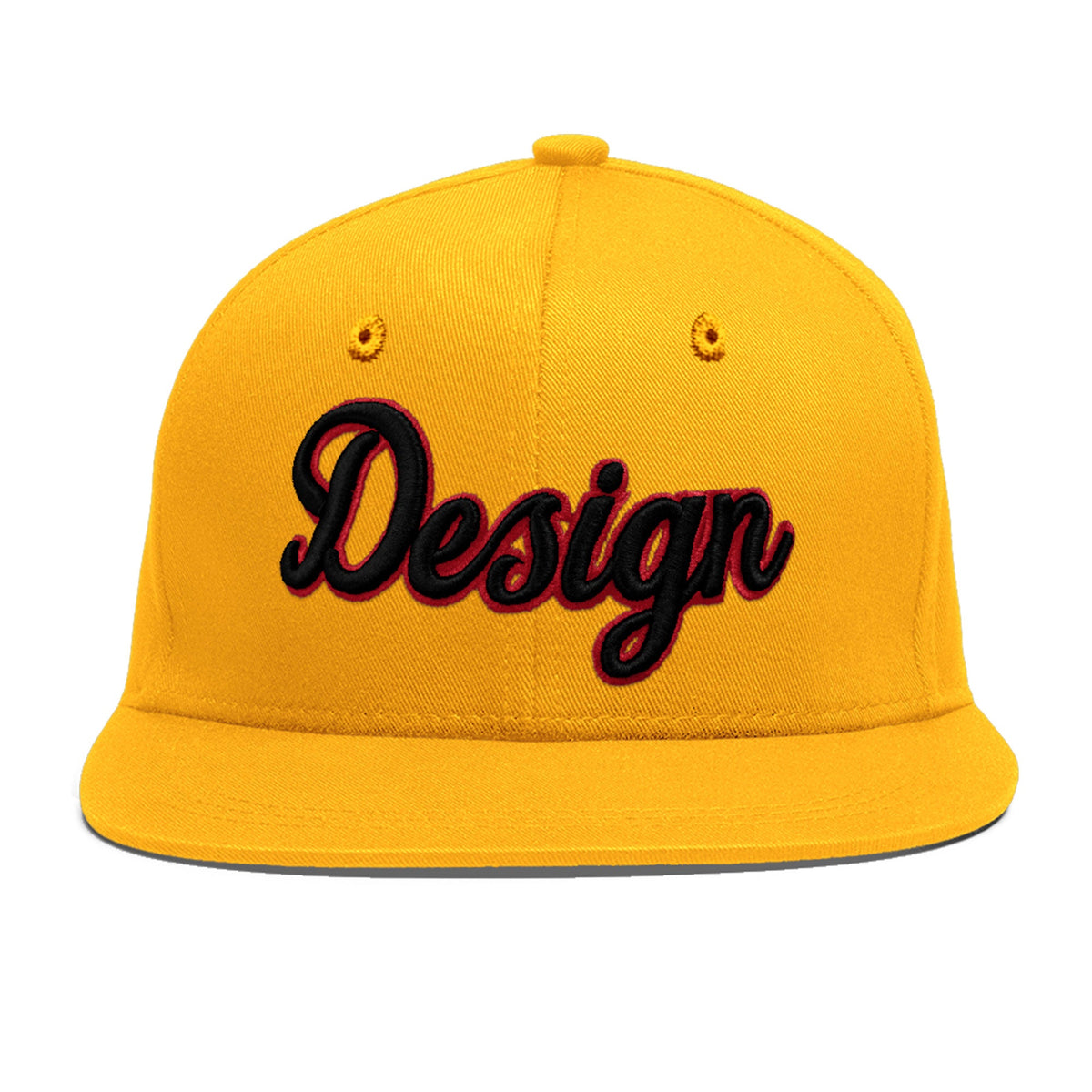 Custom Yellow 3D Puff Embroidery Flat Embroidery Casual Sport Baseball Cap