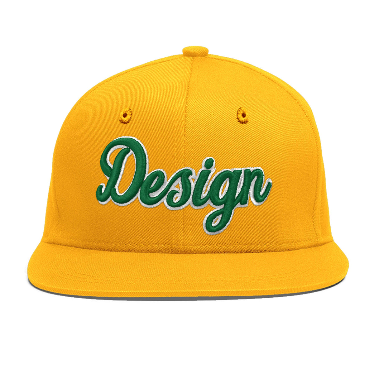 Custom Yellow 3D Puff Embroidery Flat Embroidery Casual Sport Baseball Cap