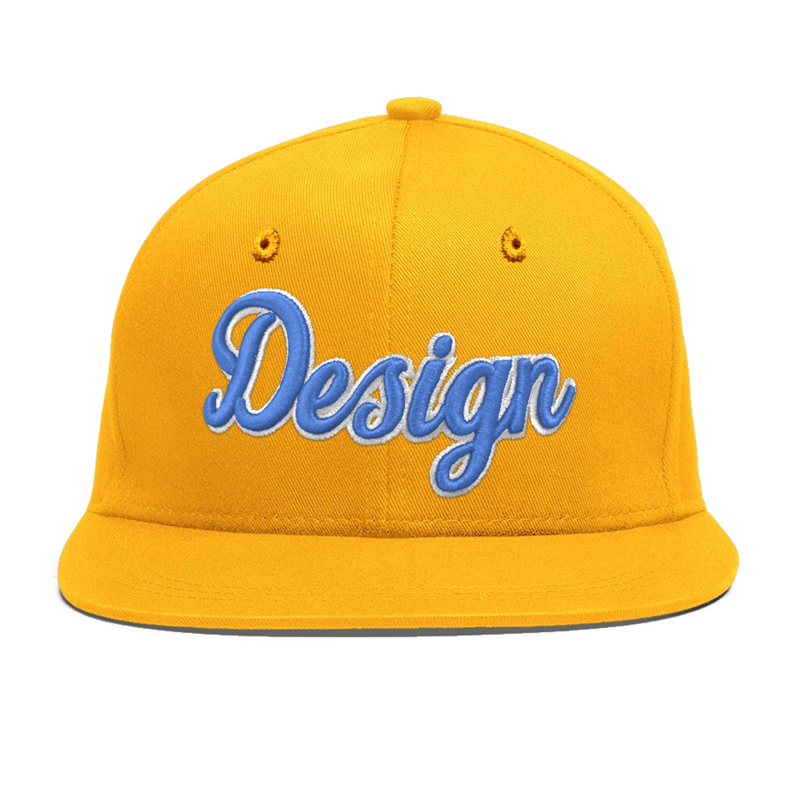 Custom Yellow 3D Puff Embroidery Flat Embroidery Casual Sport Baseball Cap