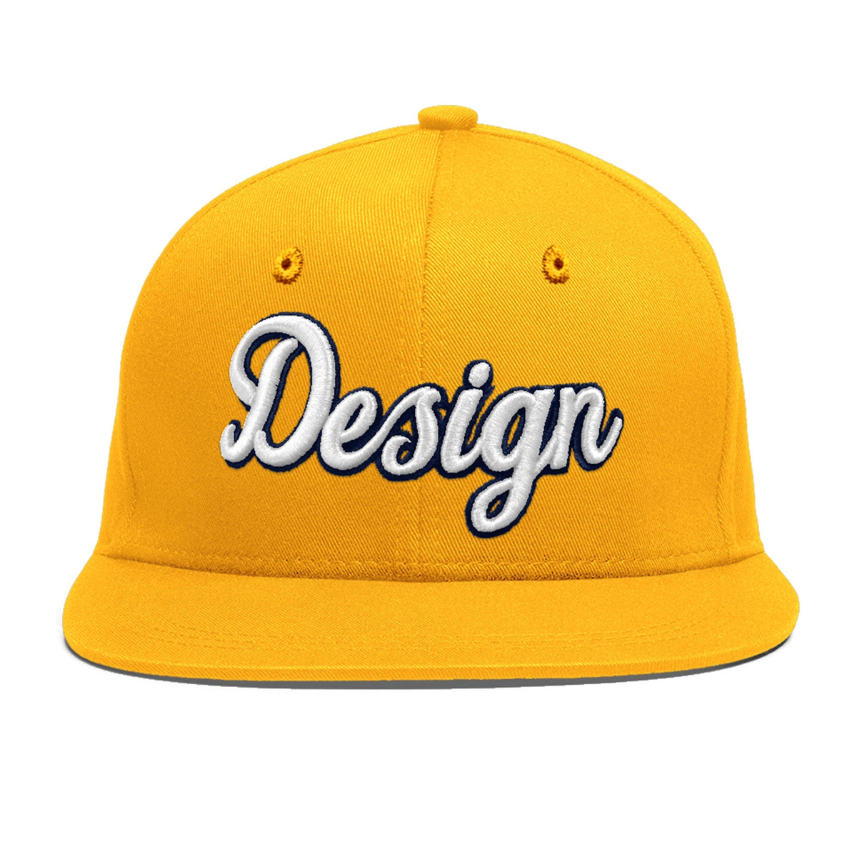 Custom Yellow 3D Puff Embroidery Flat Embroidery Casual Sport Baseball Cap