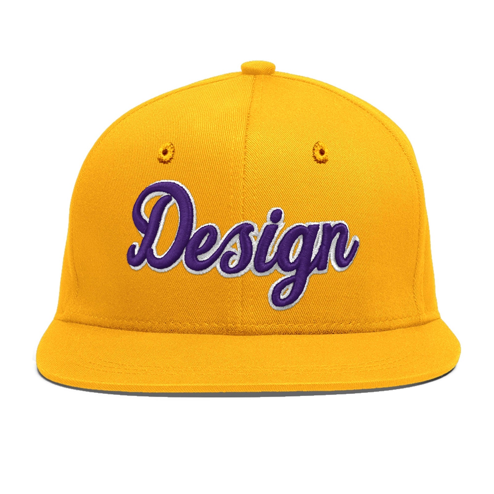 Custom Yellow 3D Puff Embroidery Flat Embroidery Casual Sport Baseball Cap