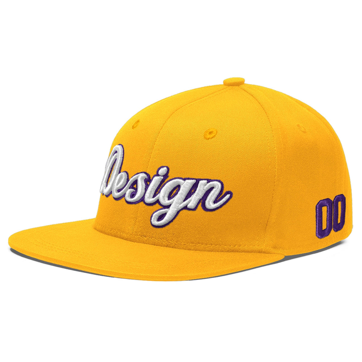 Custom Yellow 3D Puff Embroidery Flat Embroidery Casual Sport Baseball Cap