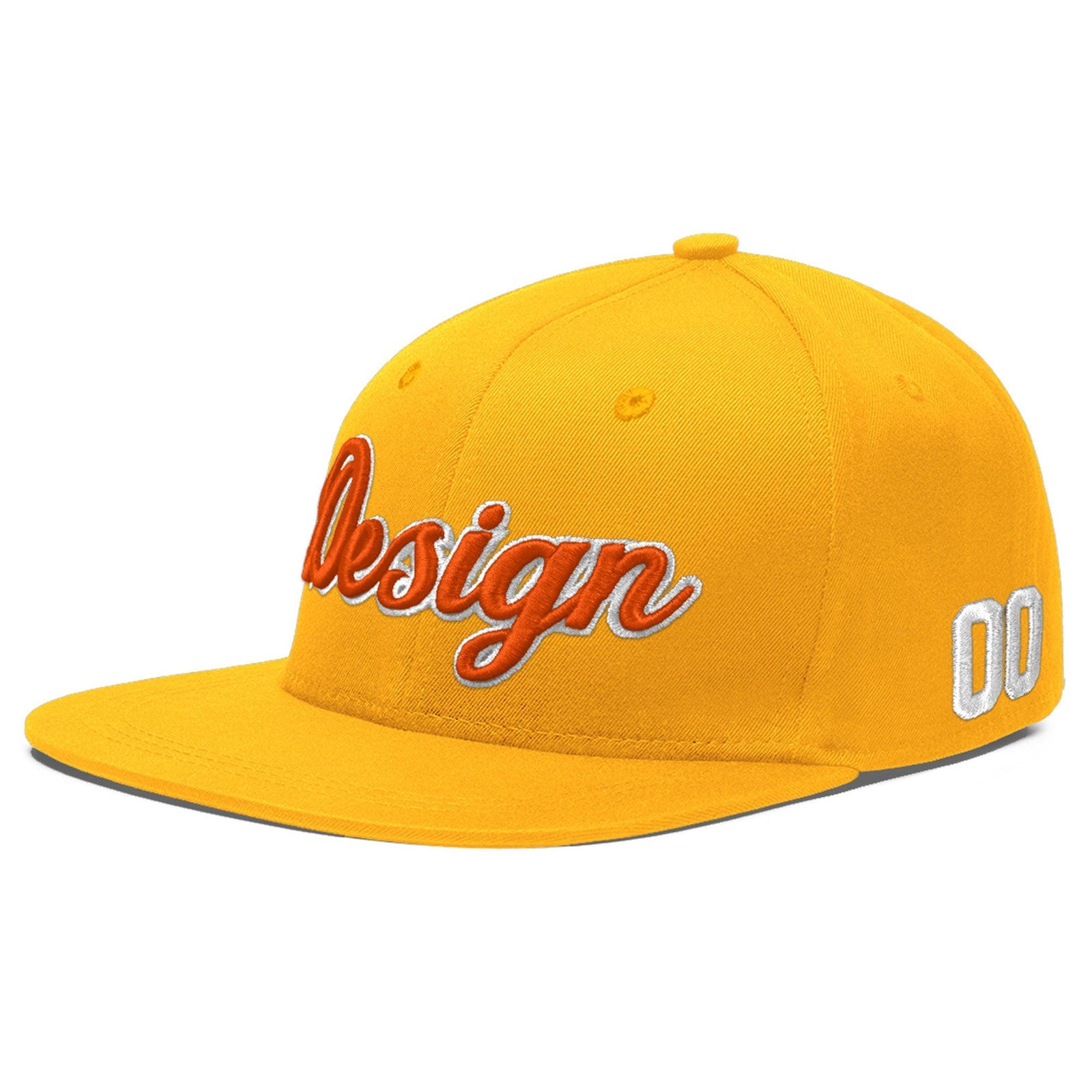 Custom Yellow 3D Puff Embroidery Flat Embroidery Casual Sport Baseball Cap