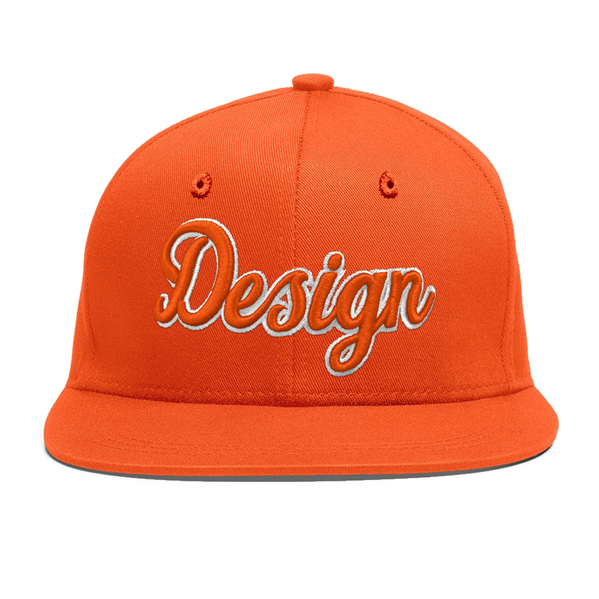 Custom Orange 3D Puff Embroidery Flat Embroidery Casual Sport Baseball Cap