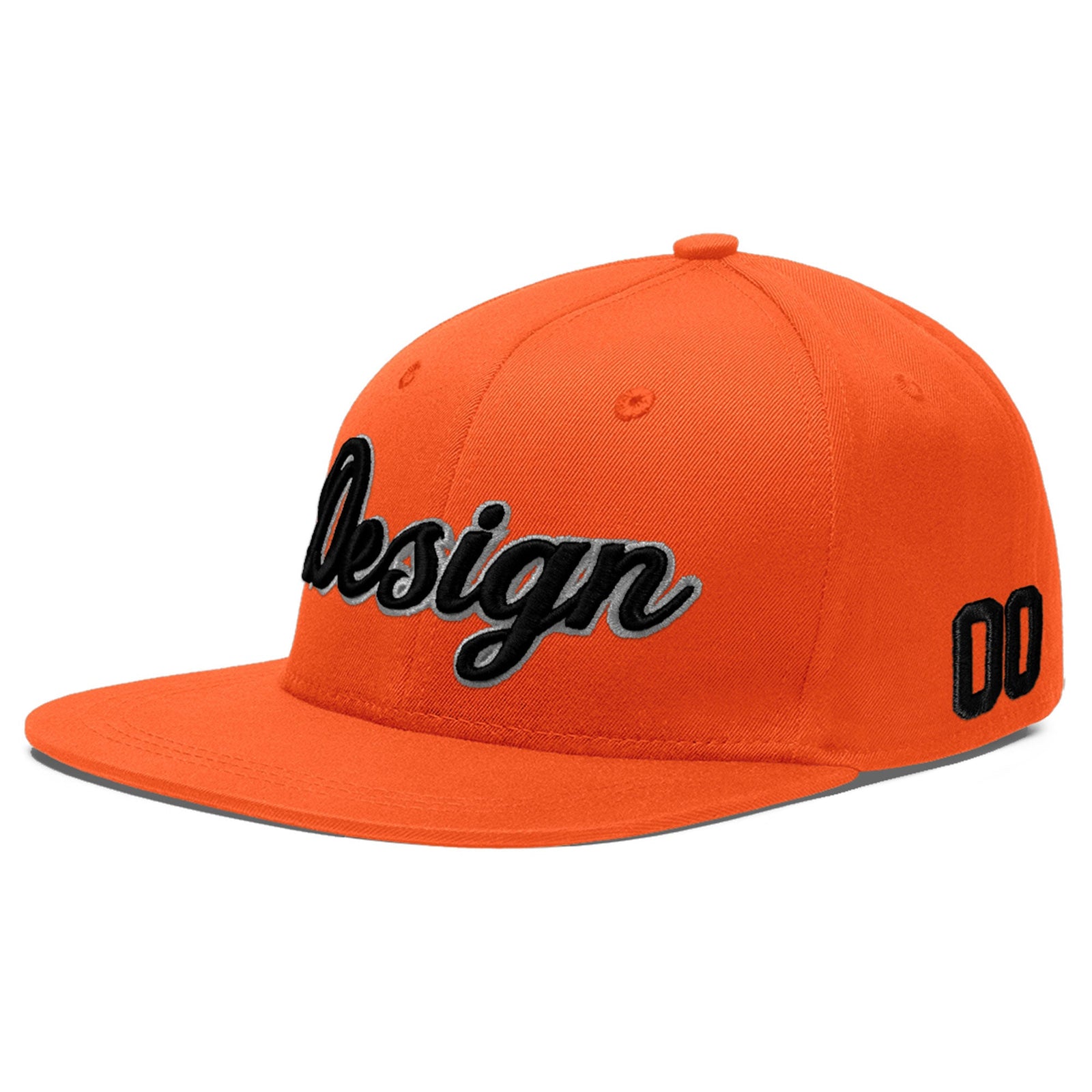 Custom Orange 3D Puff Embroidery Flat Embroidery Casual Sport Baseball Cap