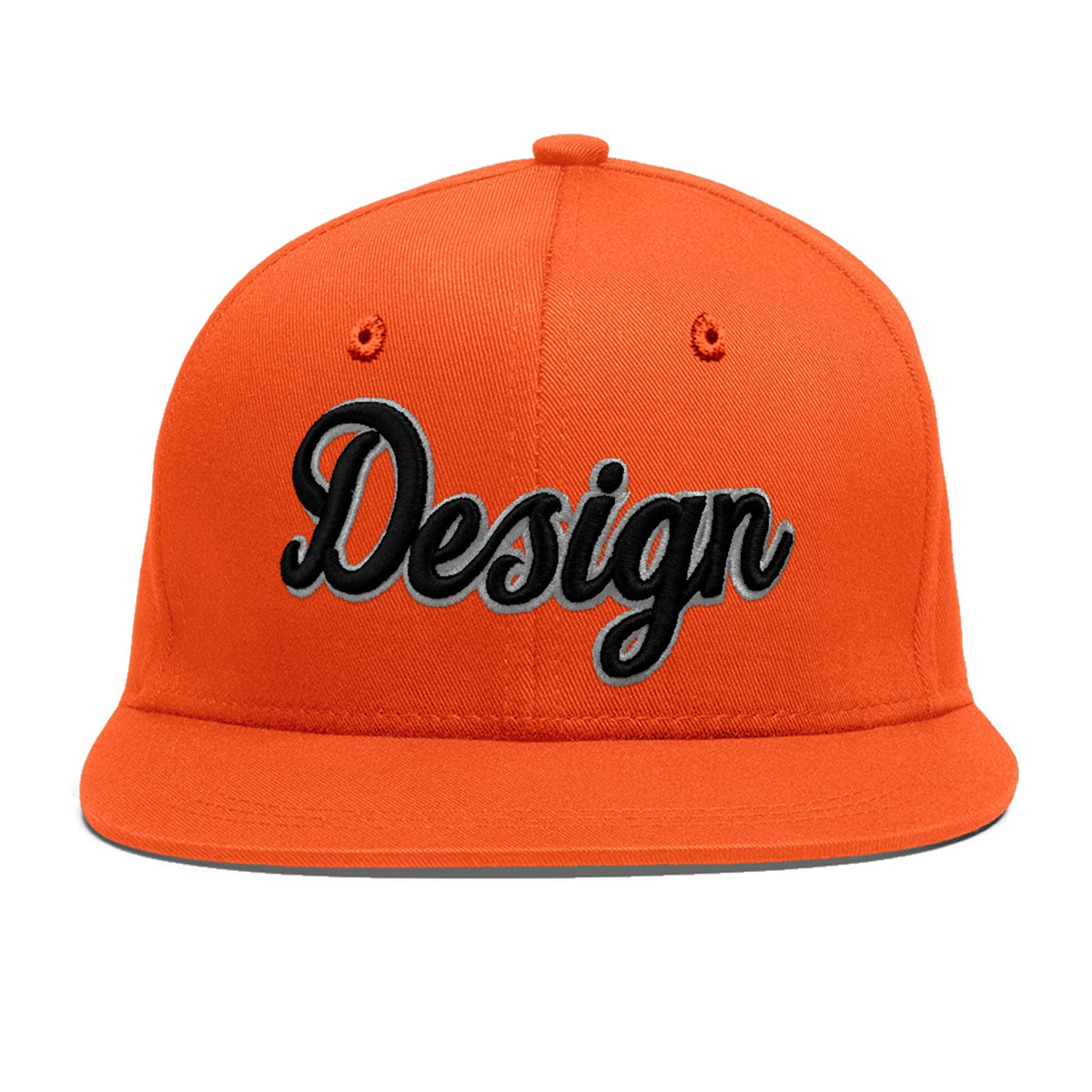 Custom Orange 3D Puff Embroidery Flat Embroidery Casual Sport Baseball Cap