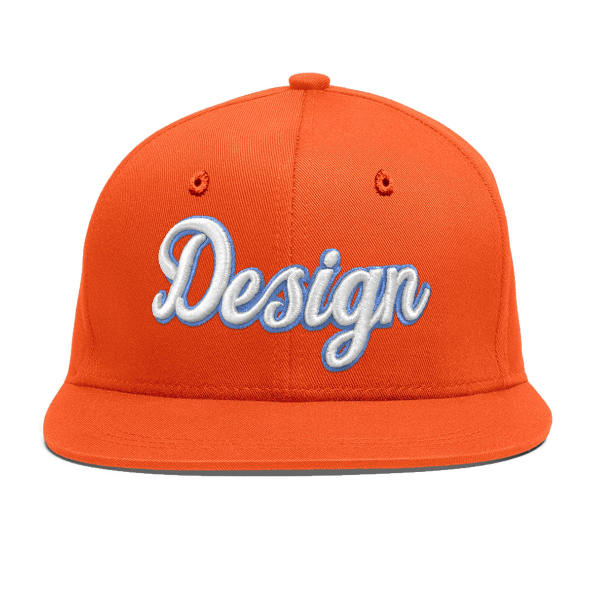 Custom Orange 3D Puff Embroidery Flat Embroidery Casual Sport Baseball Cap