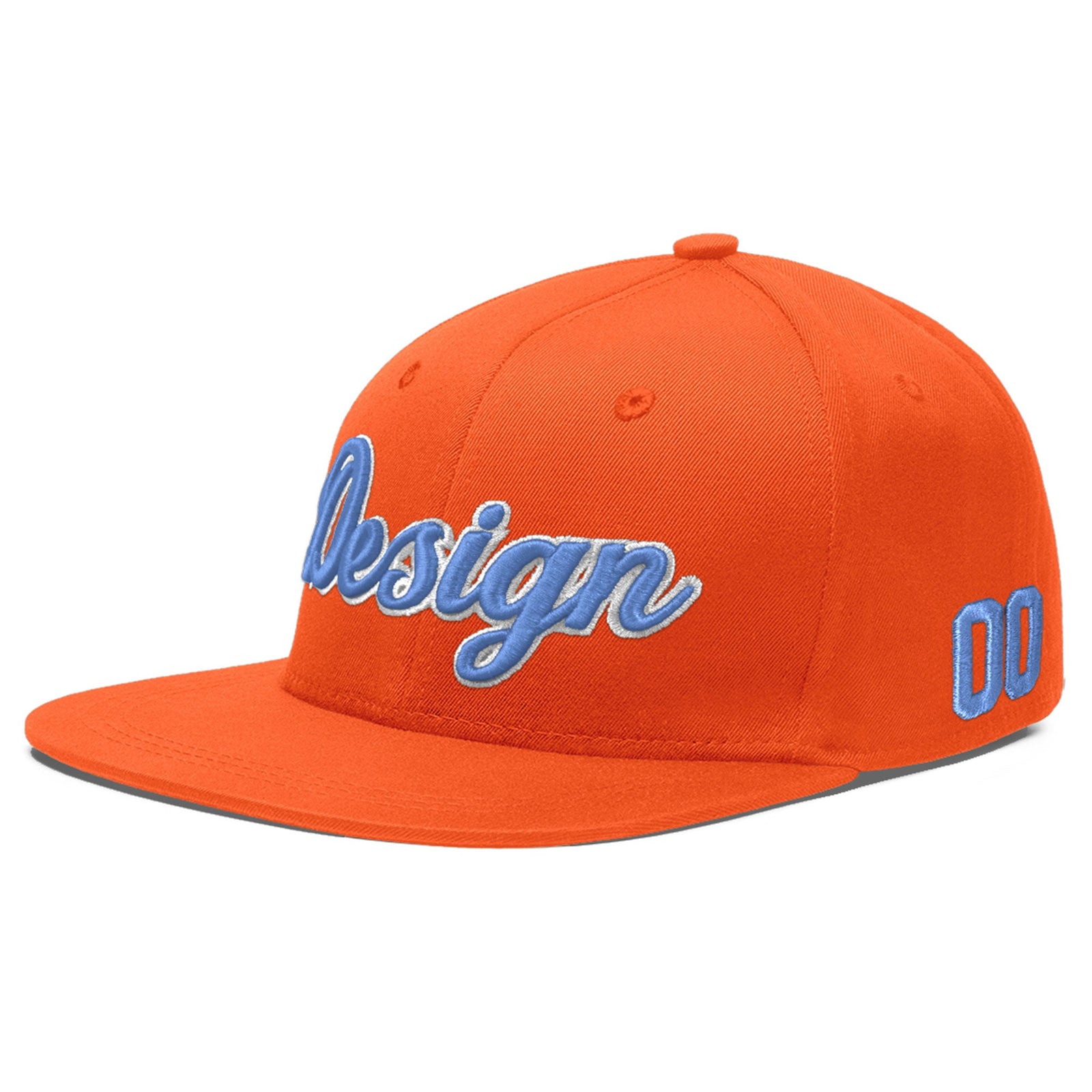 Custom Orange 3D Puff Embroidery Flat Embroidery Casual Sport Baseball Cap