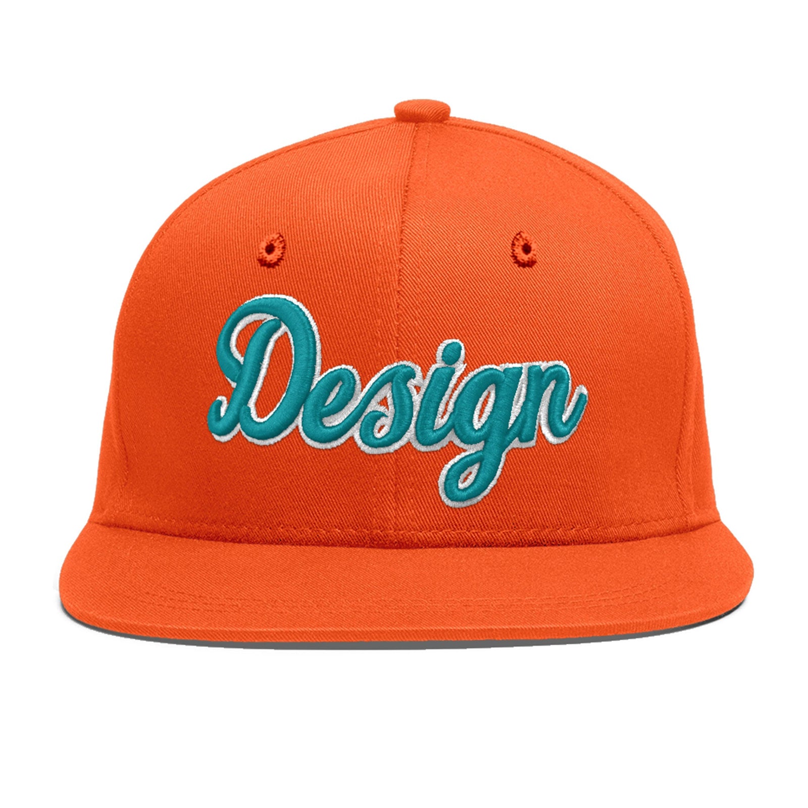 Custom Orange 3D Puff Embroidery Flat Embroidery Casual Sport Baseball Cap