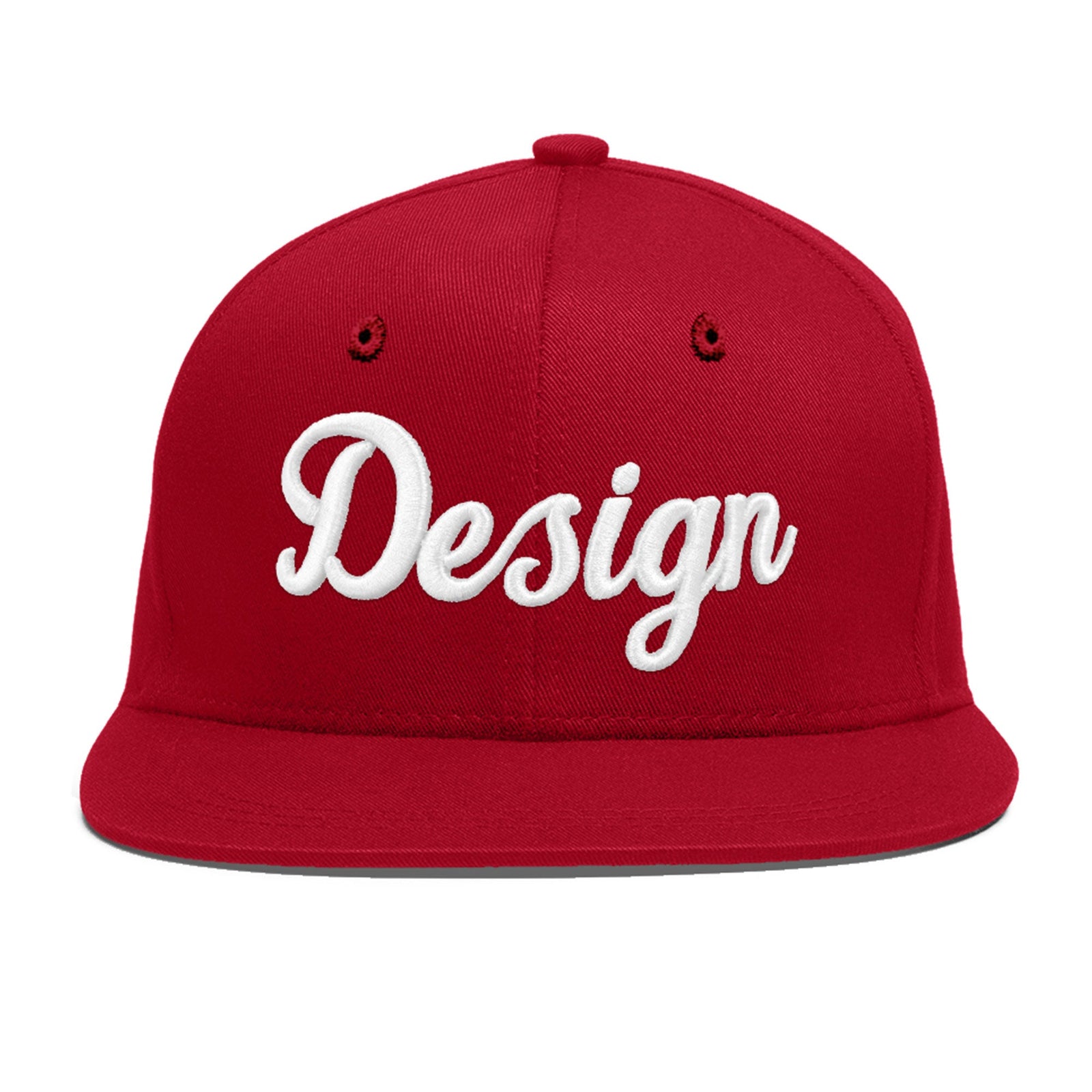 Custom Red 3D Puff Embroidery Flat Embroidery Casual Sport Baseball Cap