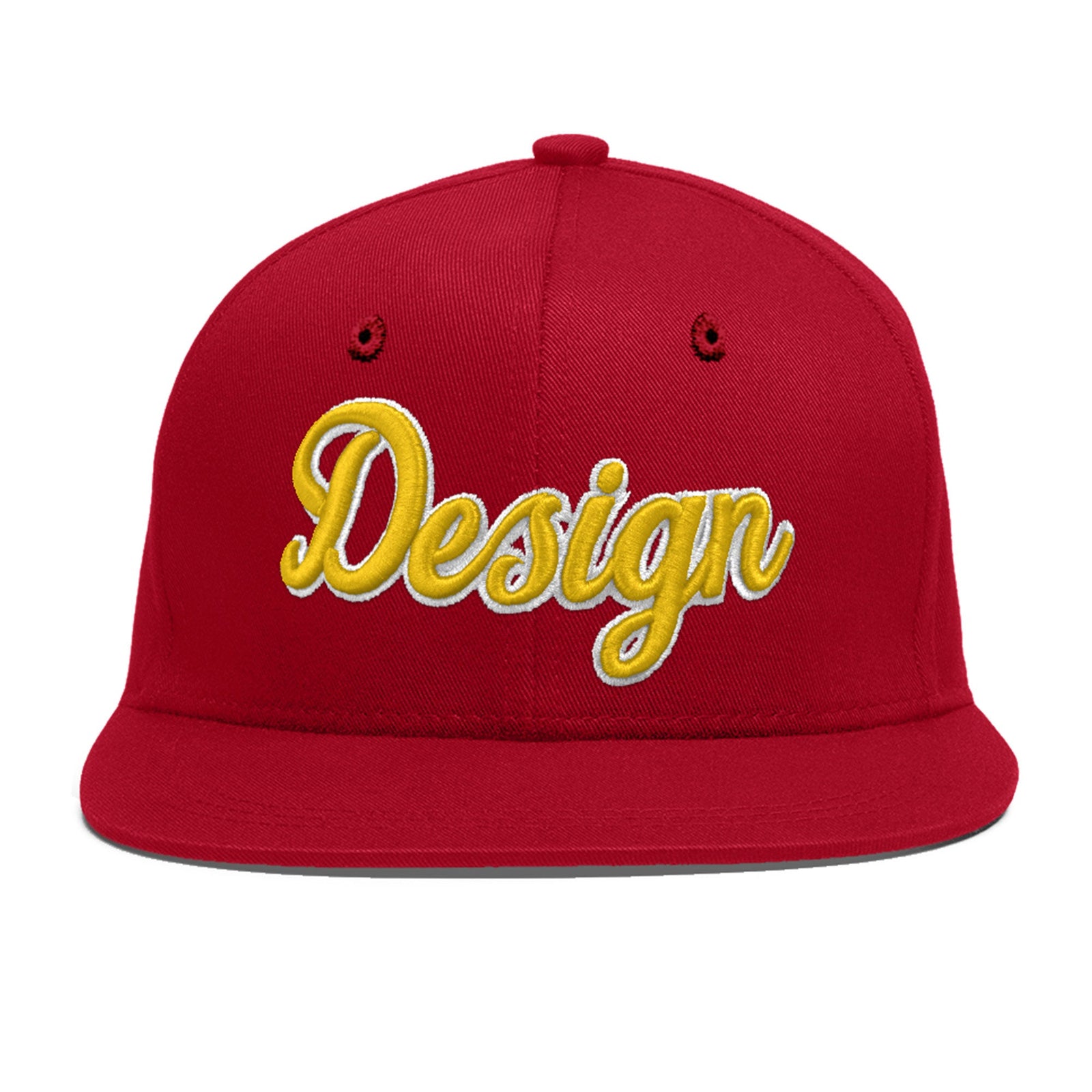 Custom Red 3D Puff Embroidery Flat Embroidery Casual Sport Baseball Cap