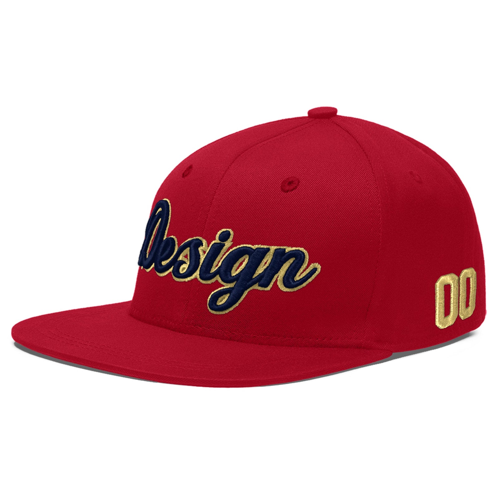 Custom Red 3D Puff Embroidery Flat Embroidery Casual Sport Baseball Cap