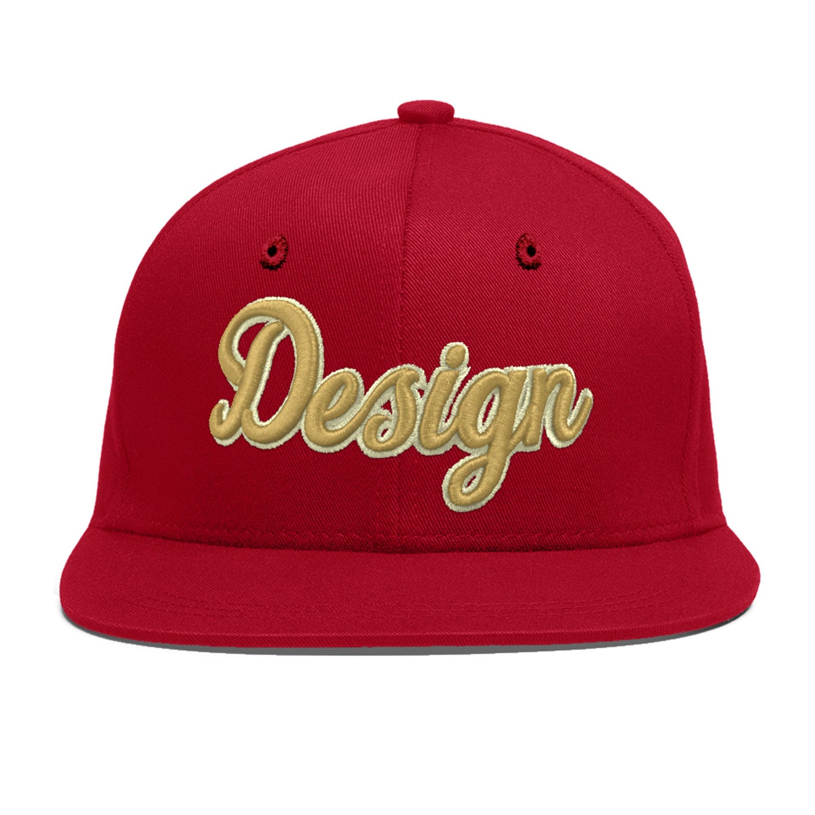 Custom Red 3D Puff Embroidery Flat Embroidery Casual Sport Baseball Cap