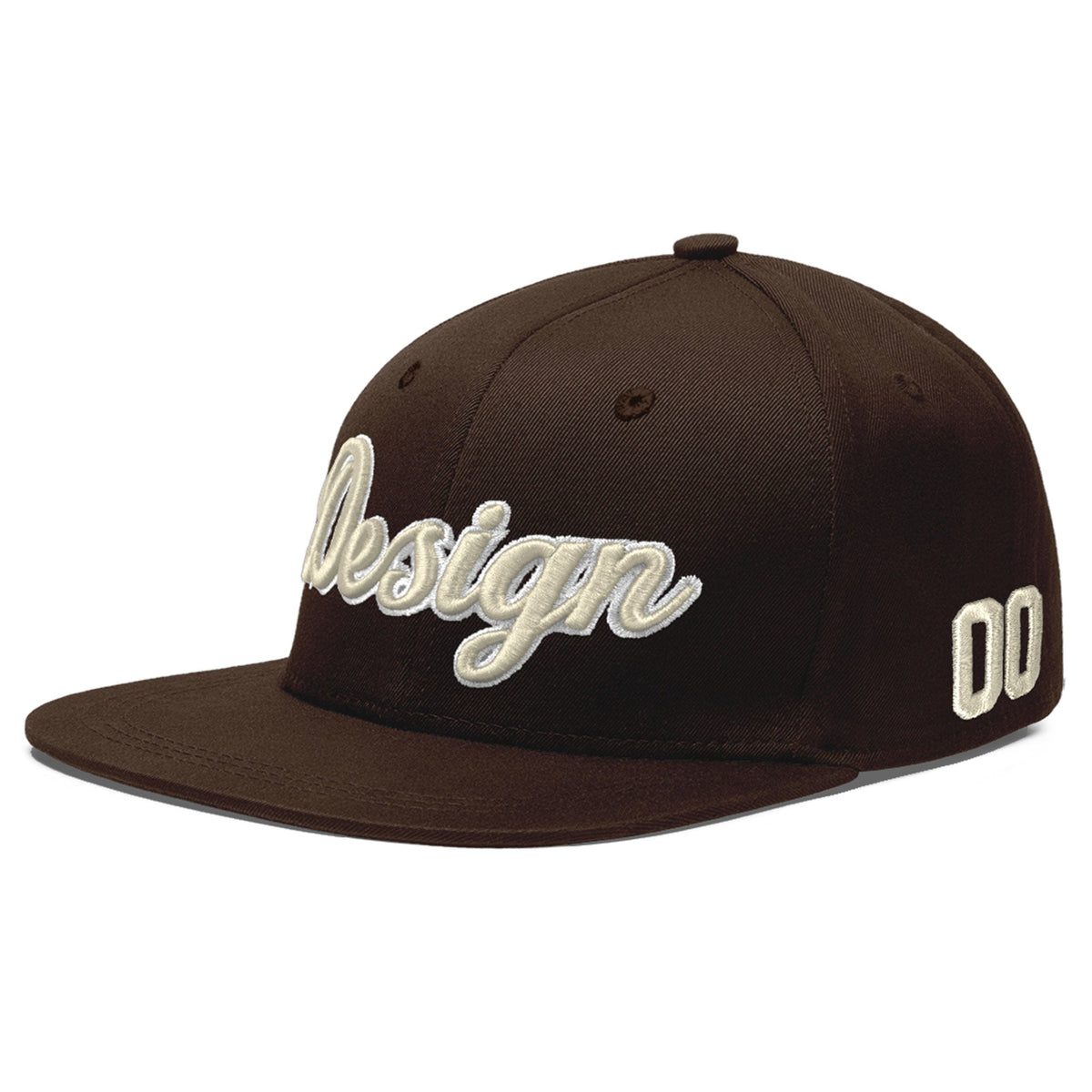 Custom Brown 3D Puff Embroidery Flat Embroidery Casual Sport Baseball Cap