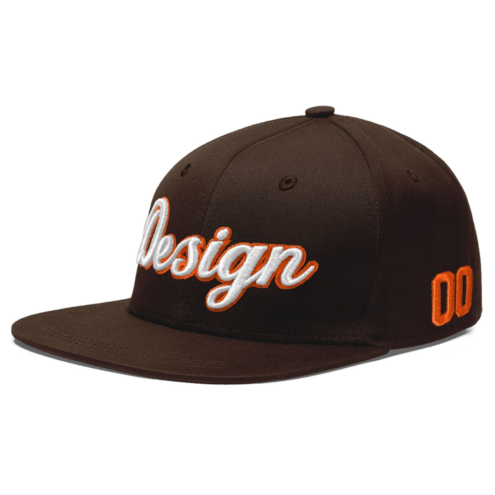 Custom Brown 3D Puff Embroidery Flat Embroidery Casual Sport Baseball Cap