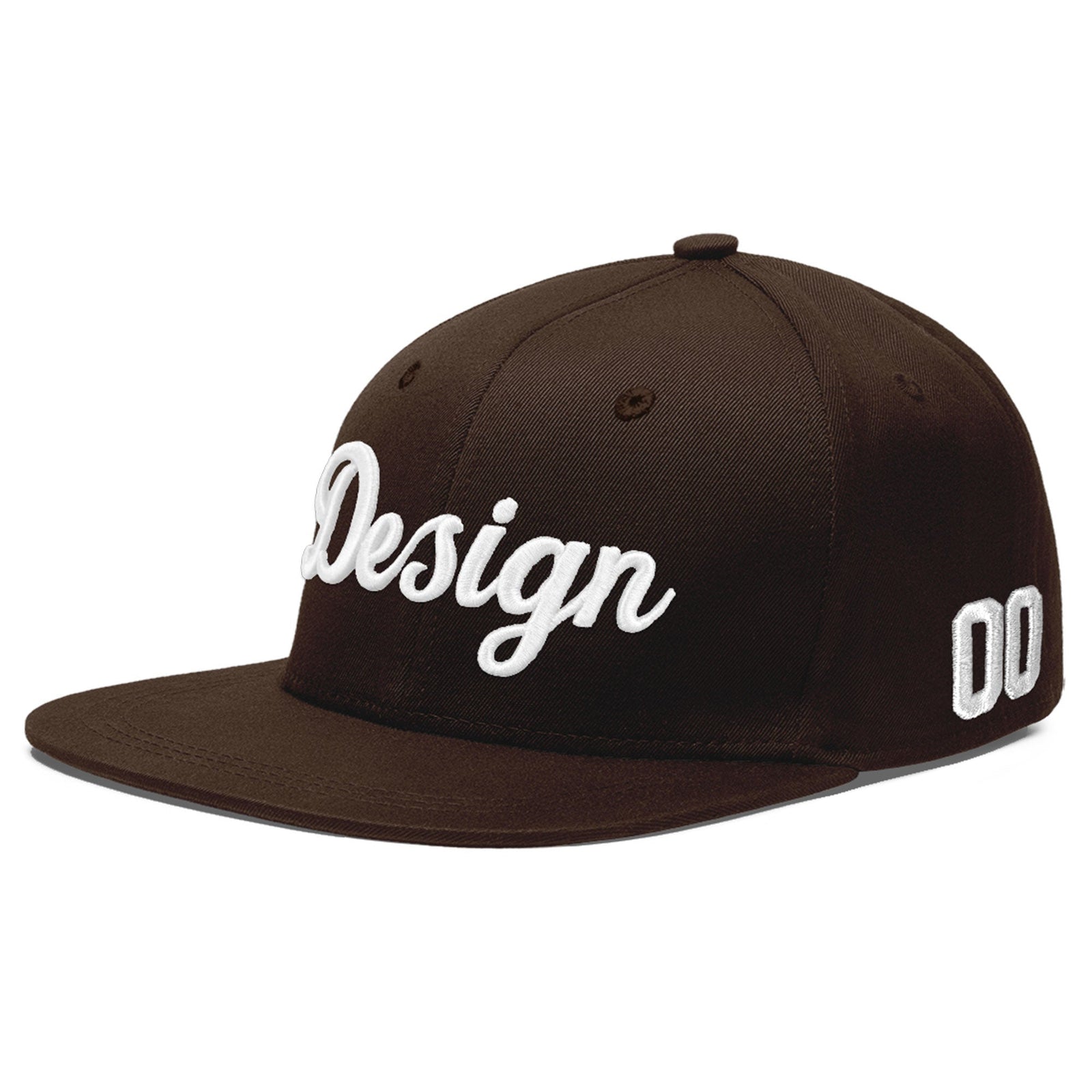 Custom Brown 3D Puff Embroidery Flat Embroidery Casual Sport Baseball Cap