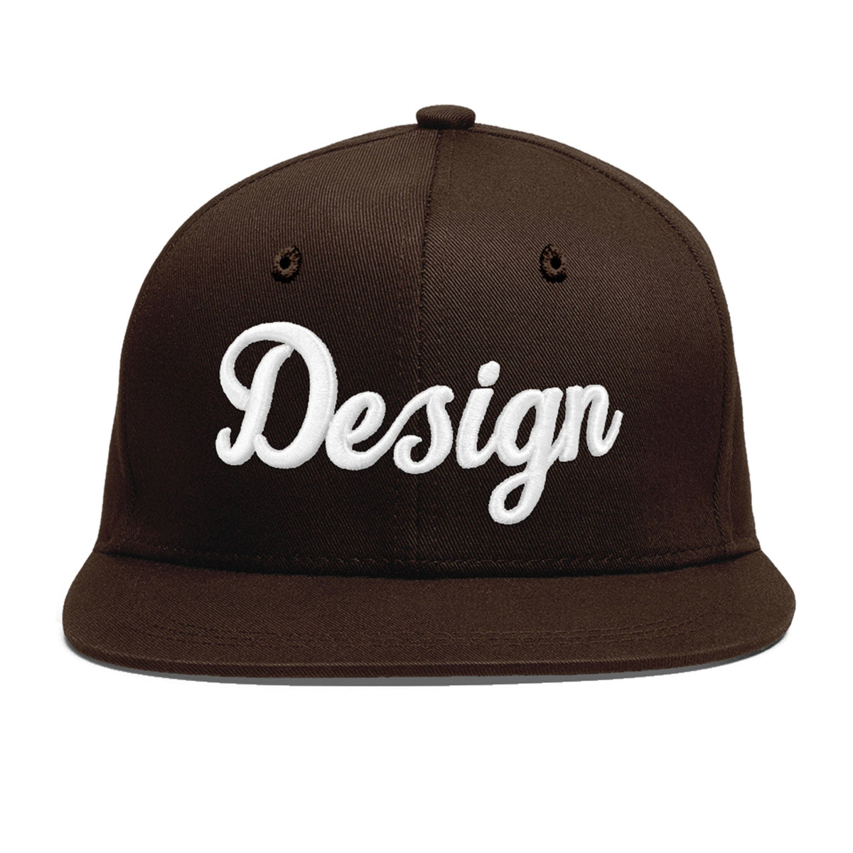 Custom Brown 3D Puff Embroidery Flat Embroidery Casual Sport Baseball Cap