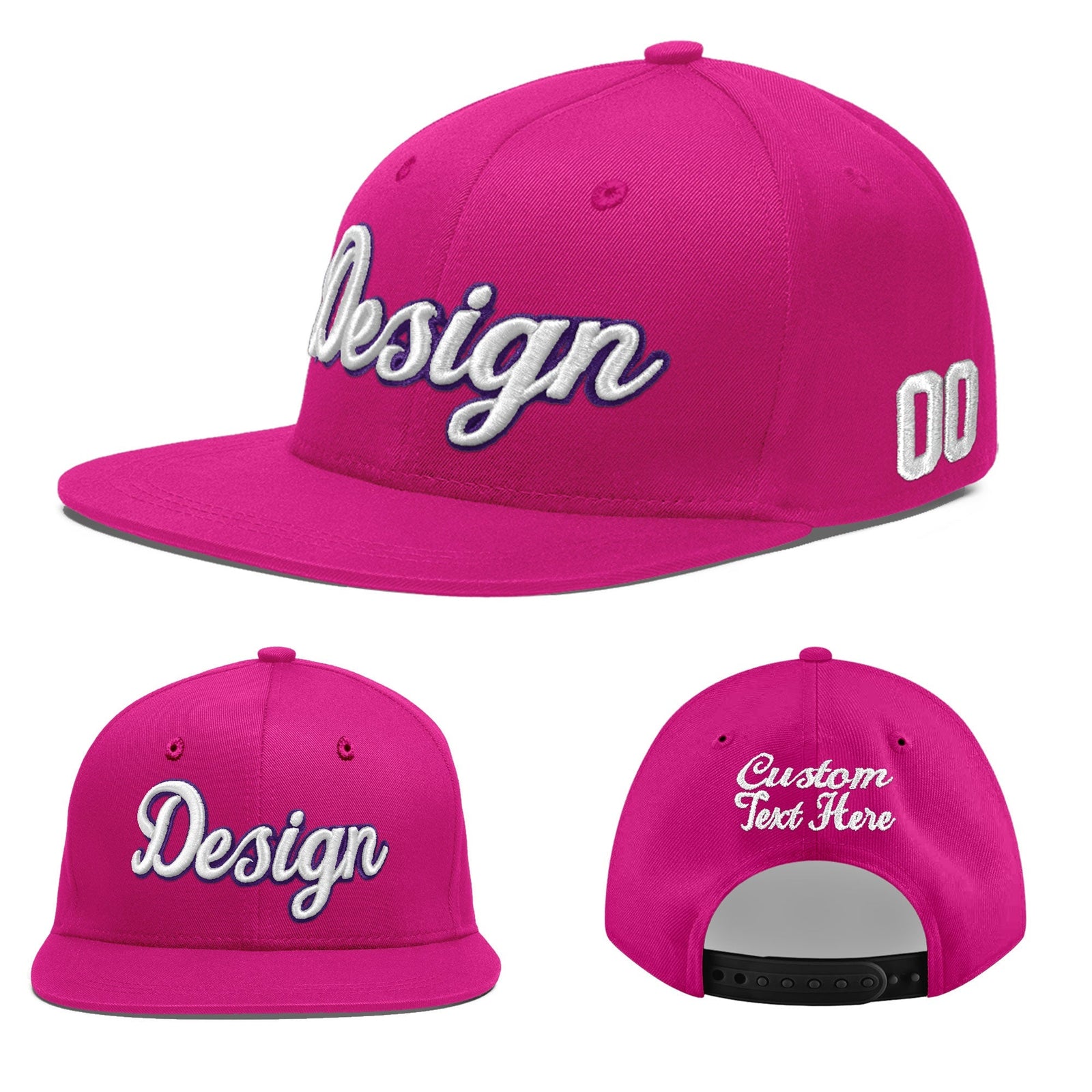 Custom Rose Red 3D Puff Embroidery Flat Embroidery Casual Sport Baseball Cap