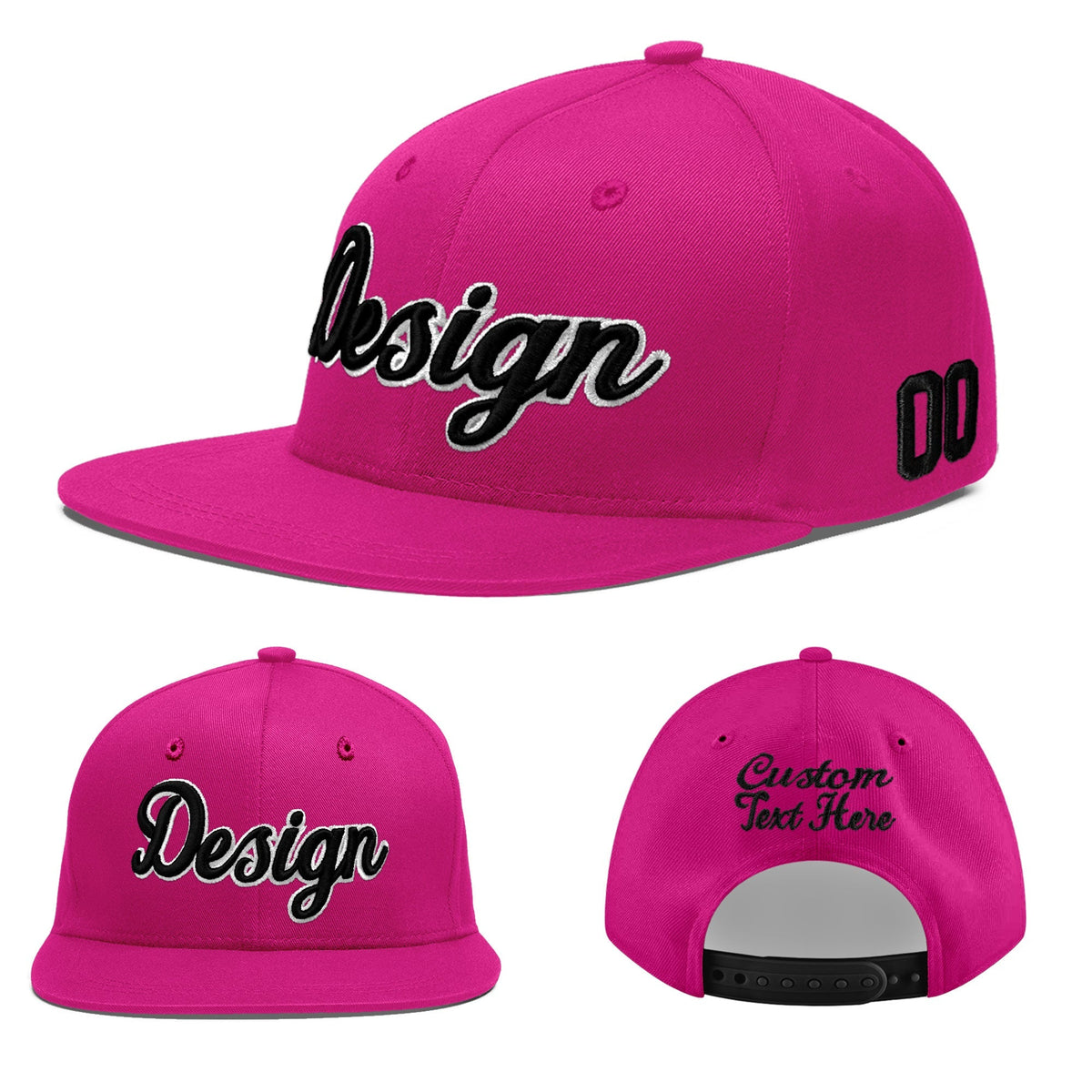 Custom Rose Red 3D Puff Embroidery Flat Embroidery Casual Sport Baseball Cap