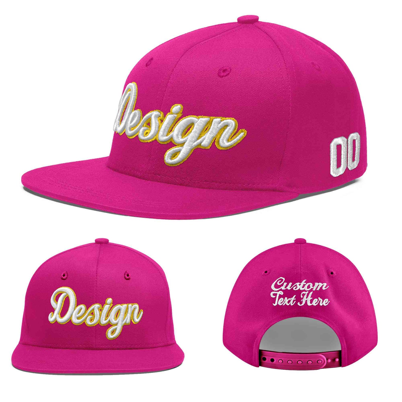Custom Rose Red 3D Puff Embroidery Flat Embroidery Casual Sport Baseball Cap