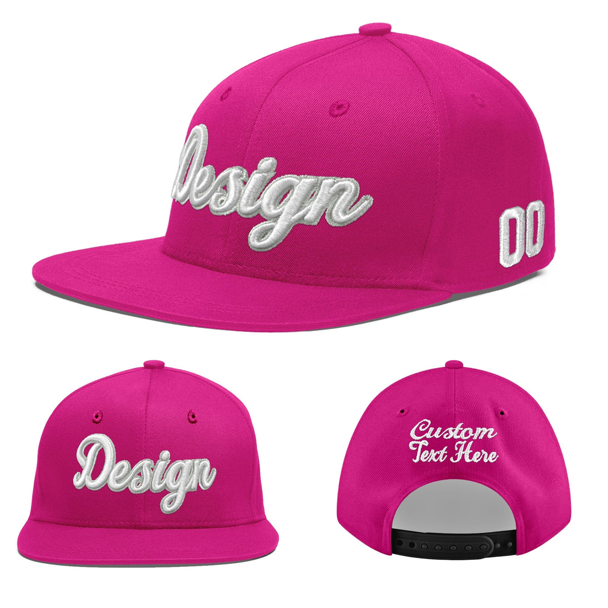 Custom Rose Red 3D Puff Embroidery Flat Embroidery Casual Sport Baseball Cap